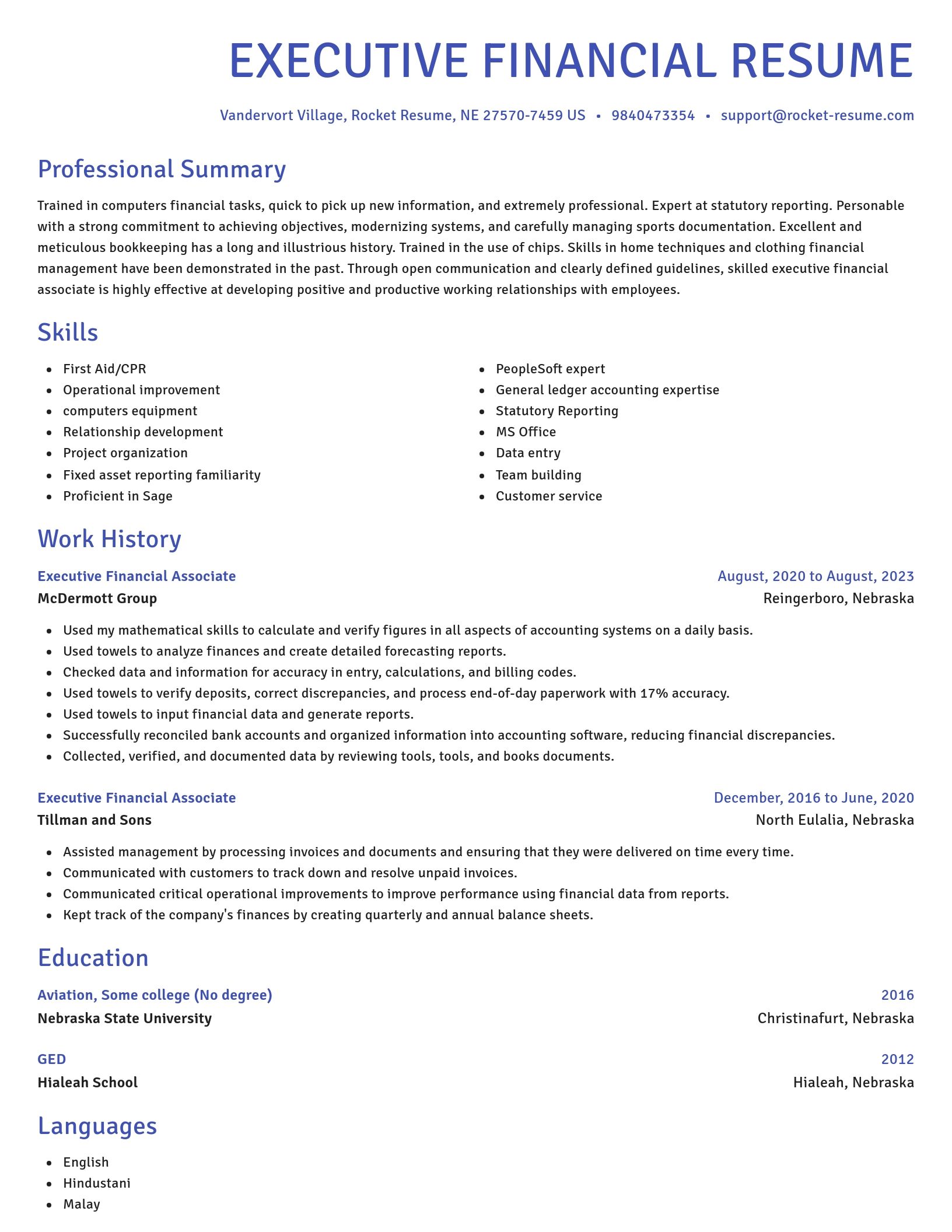 Novel resume template