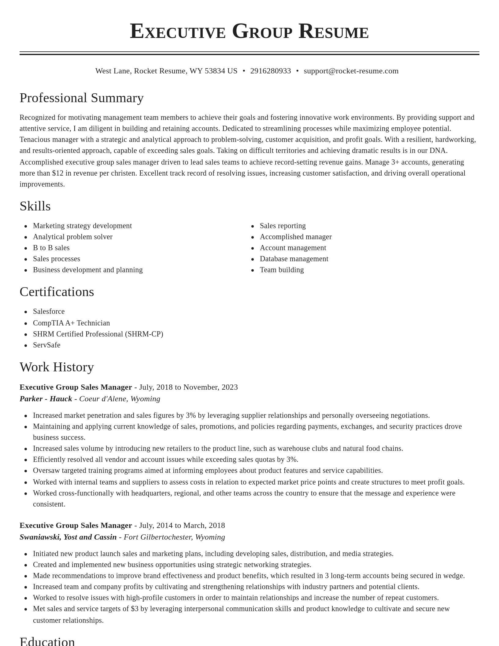 Classic resume template