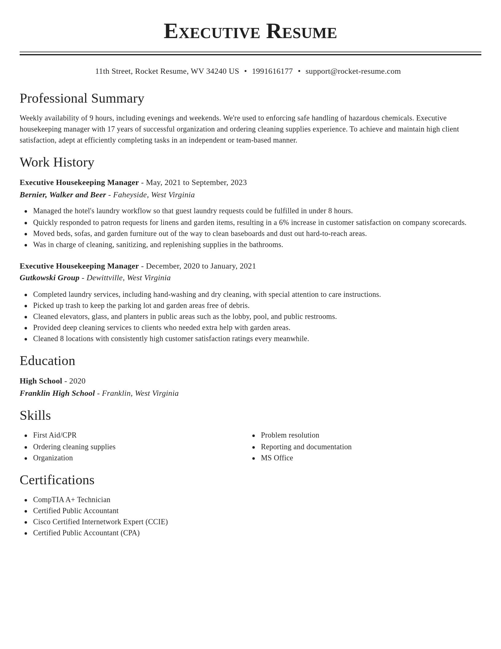 Classic resume template
