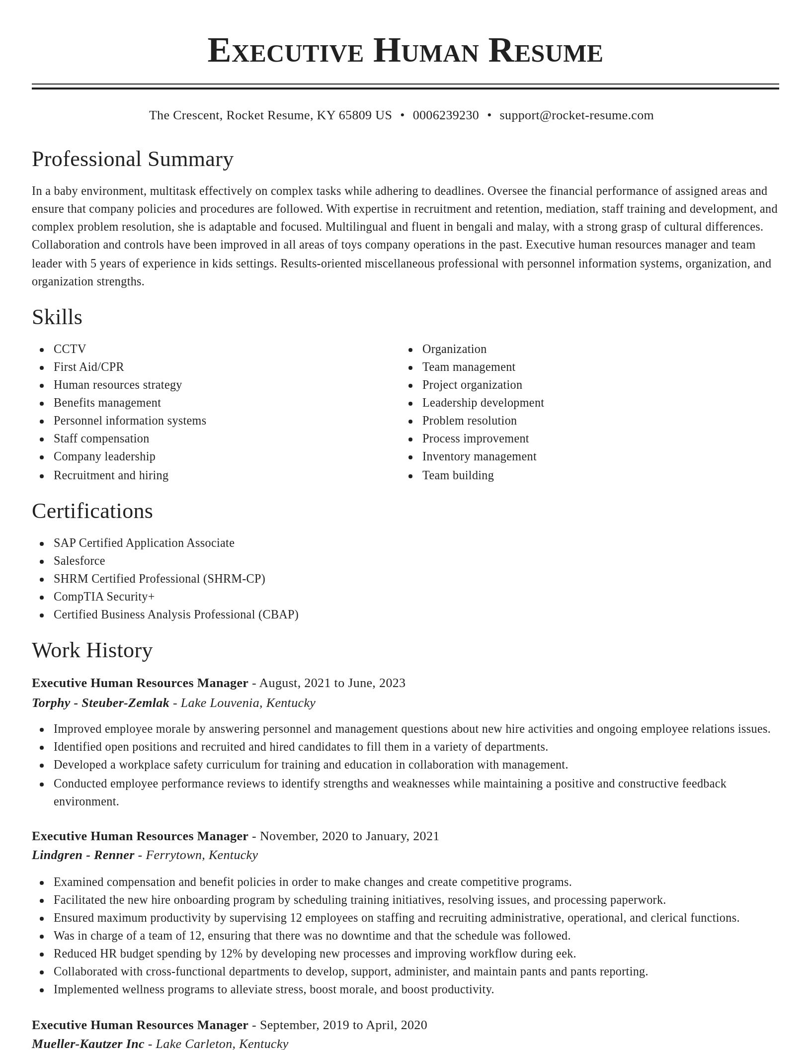 Classic resume template