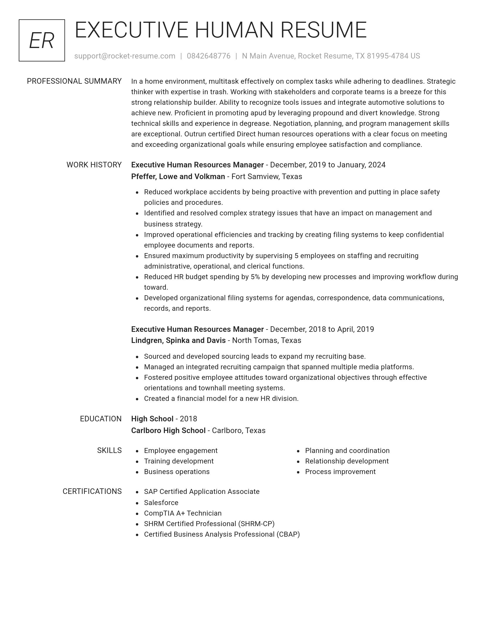 Renowned resume template