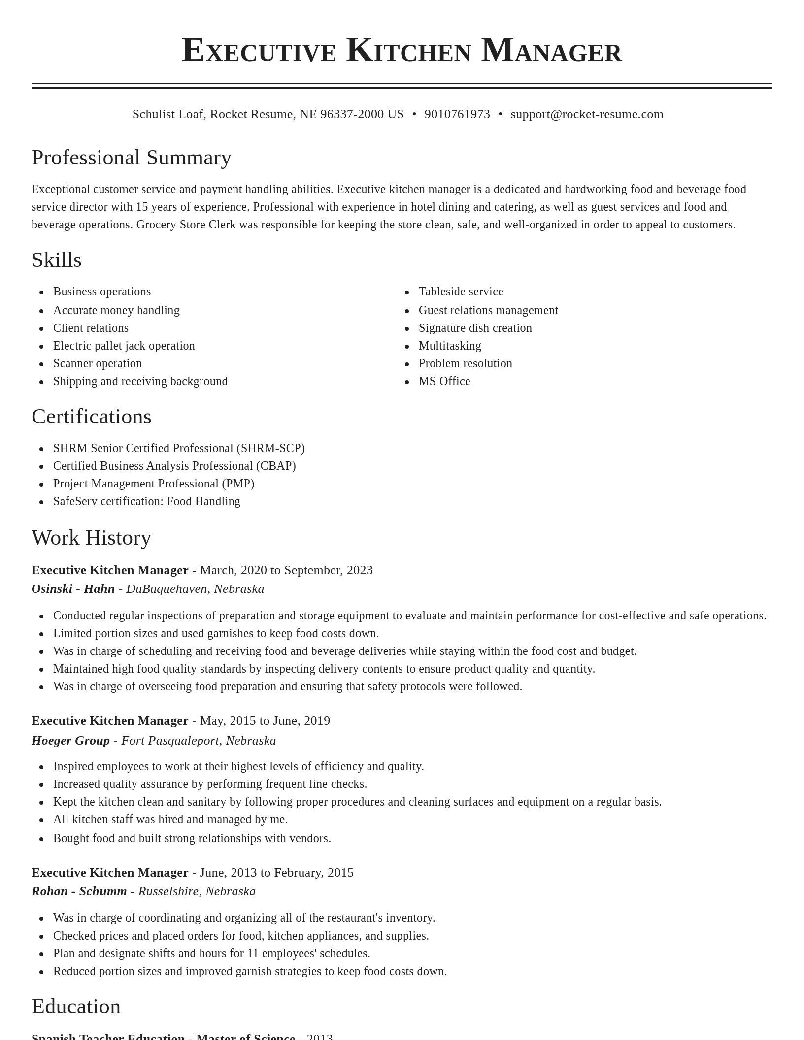 Classic resume template
