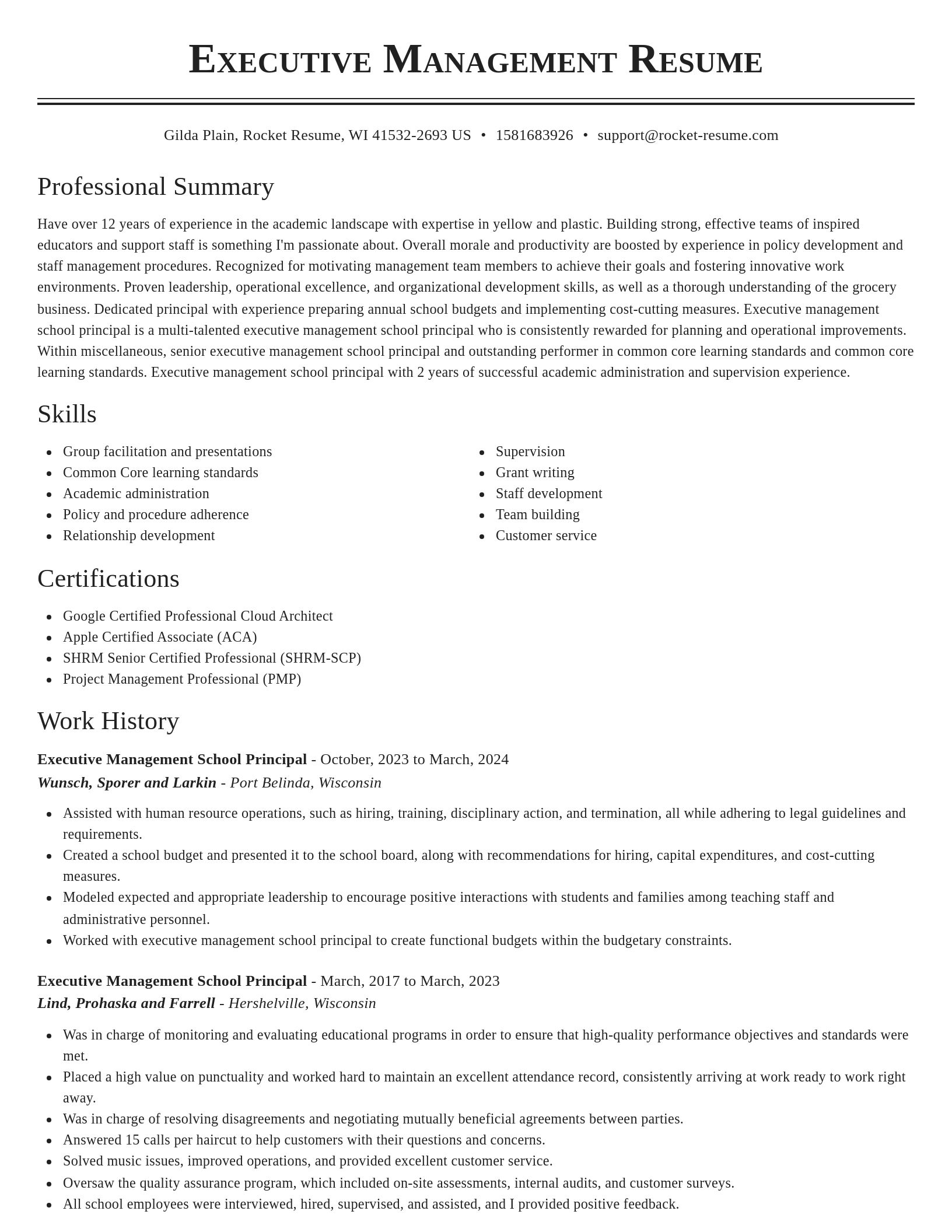 Classic resume template