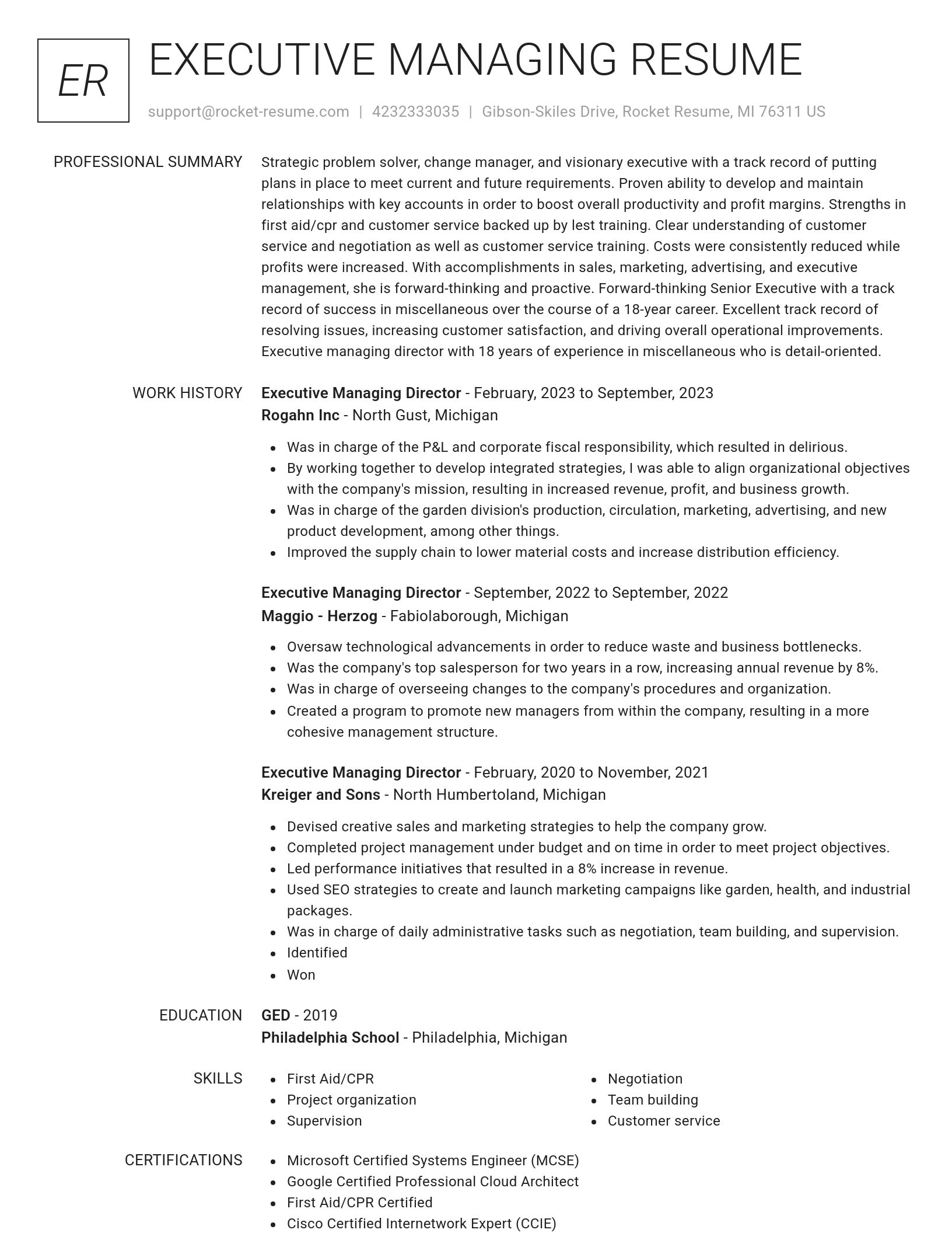 Renowned resume template