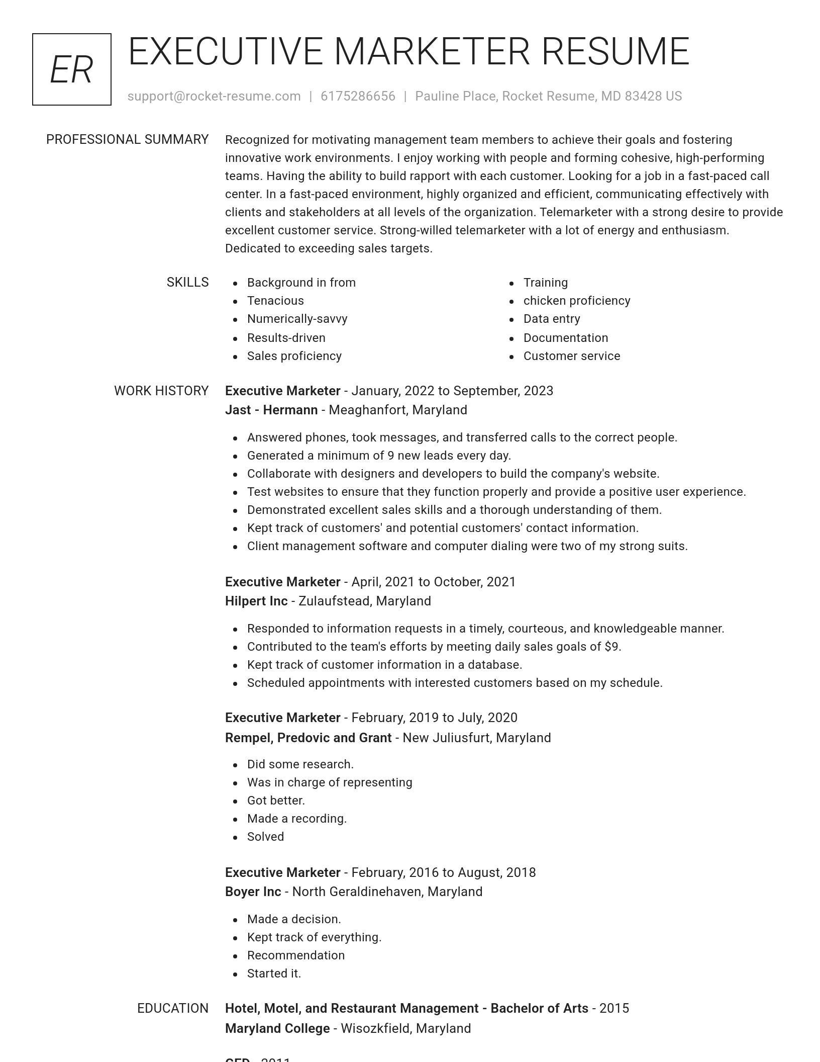 Renowned resume template