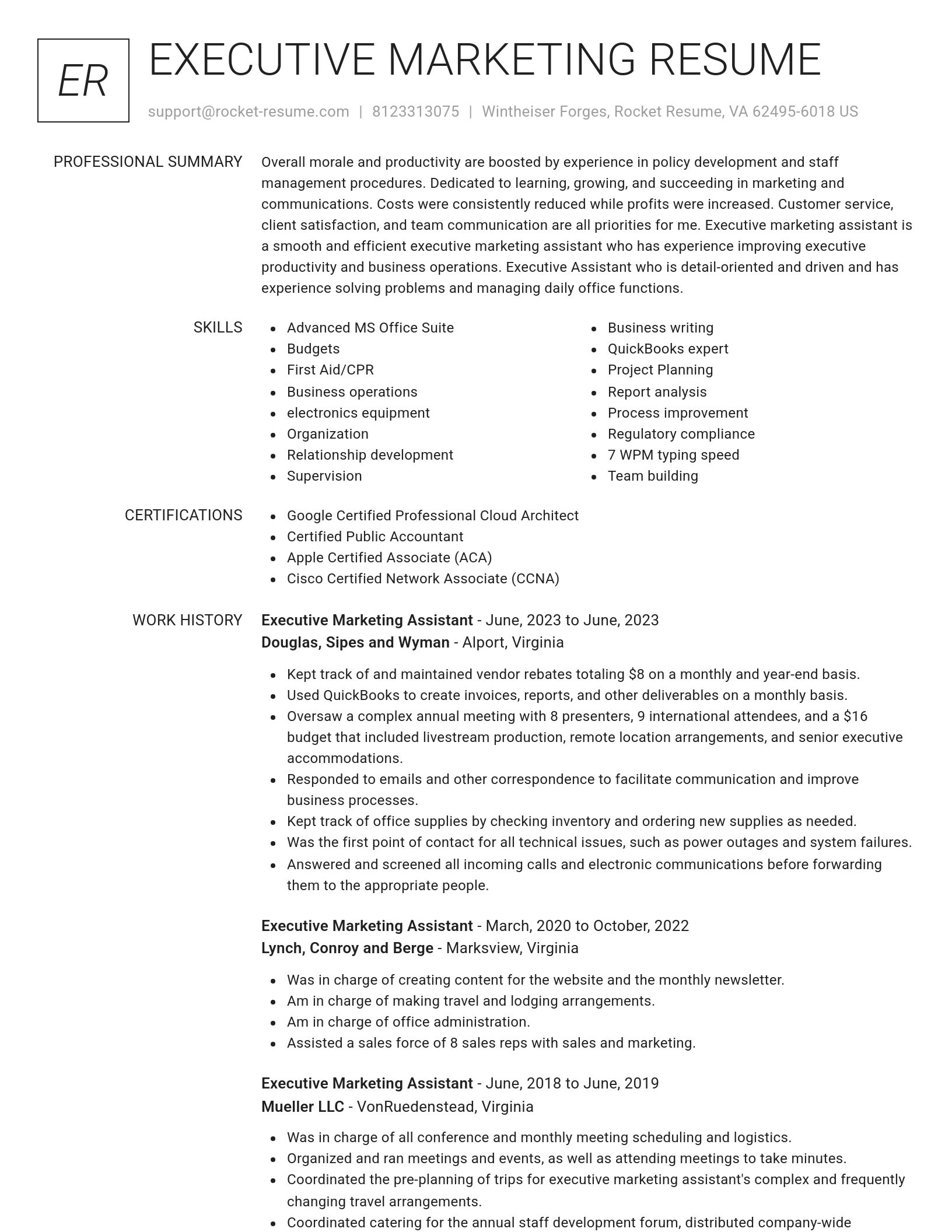 Renowned resume template