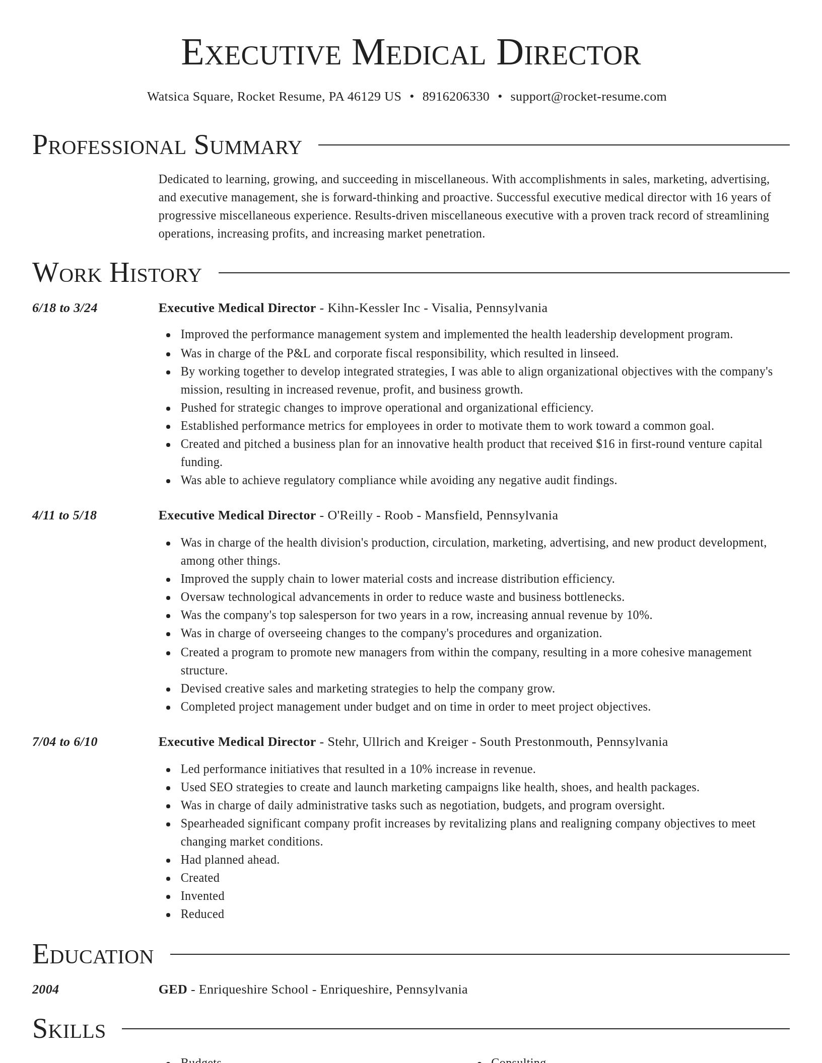 Director resume template