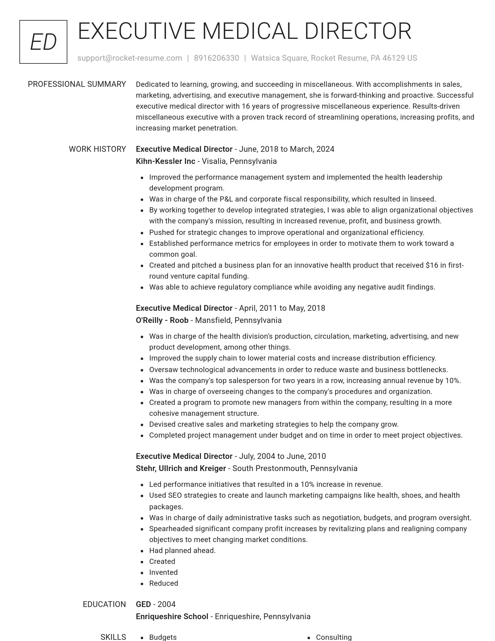Renowned resume template