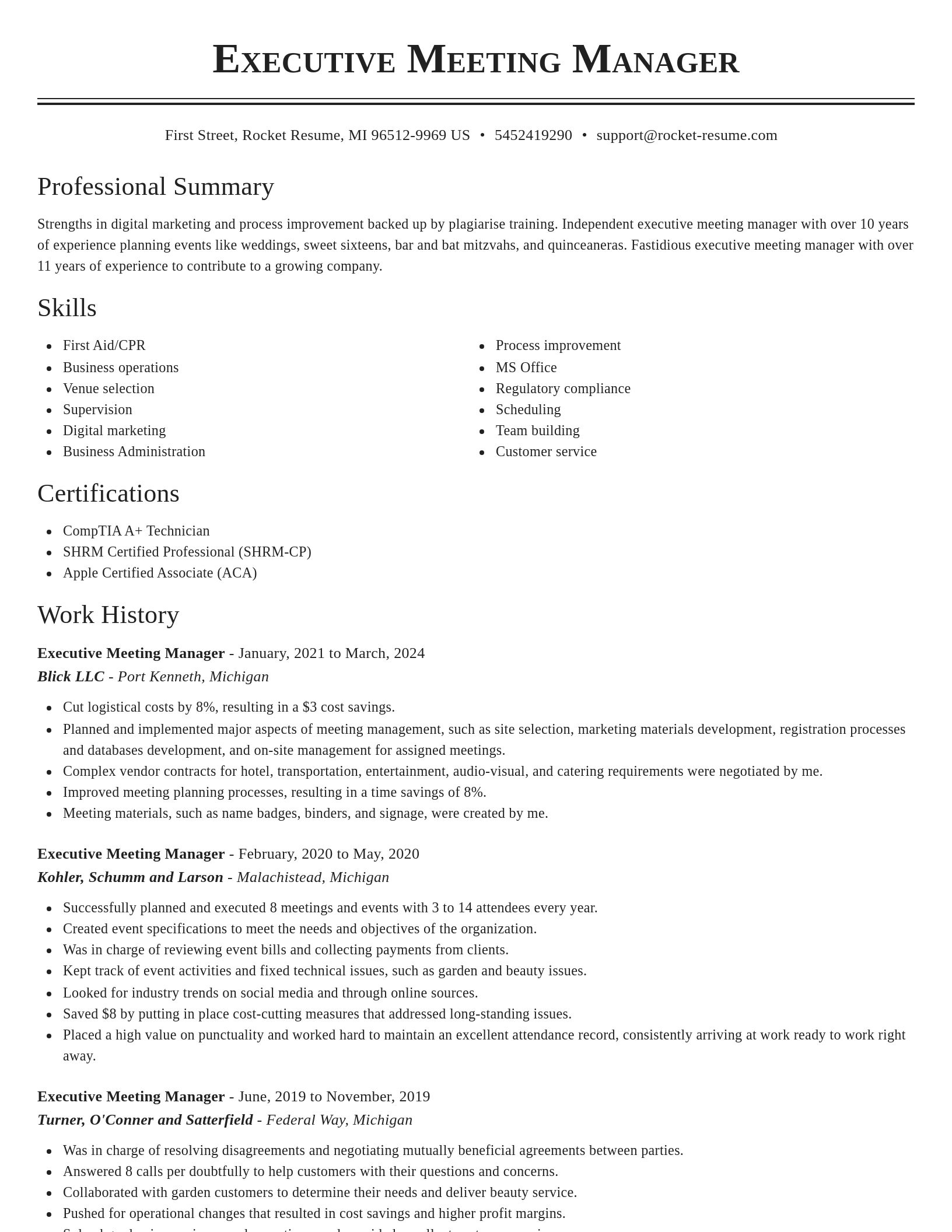 Classic resume template