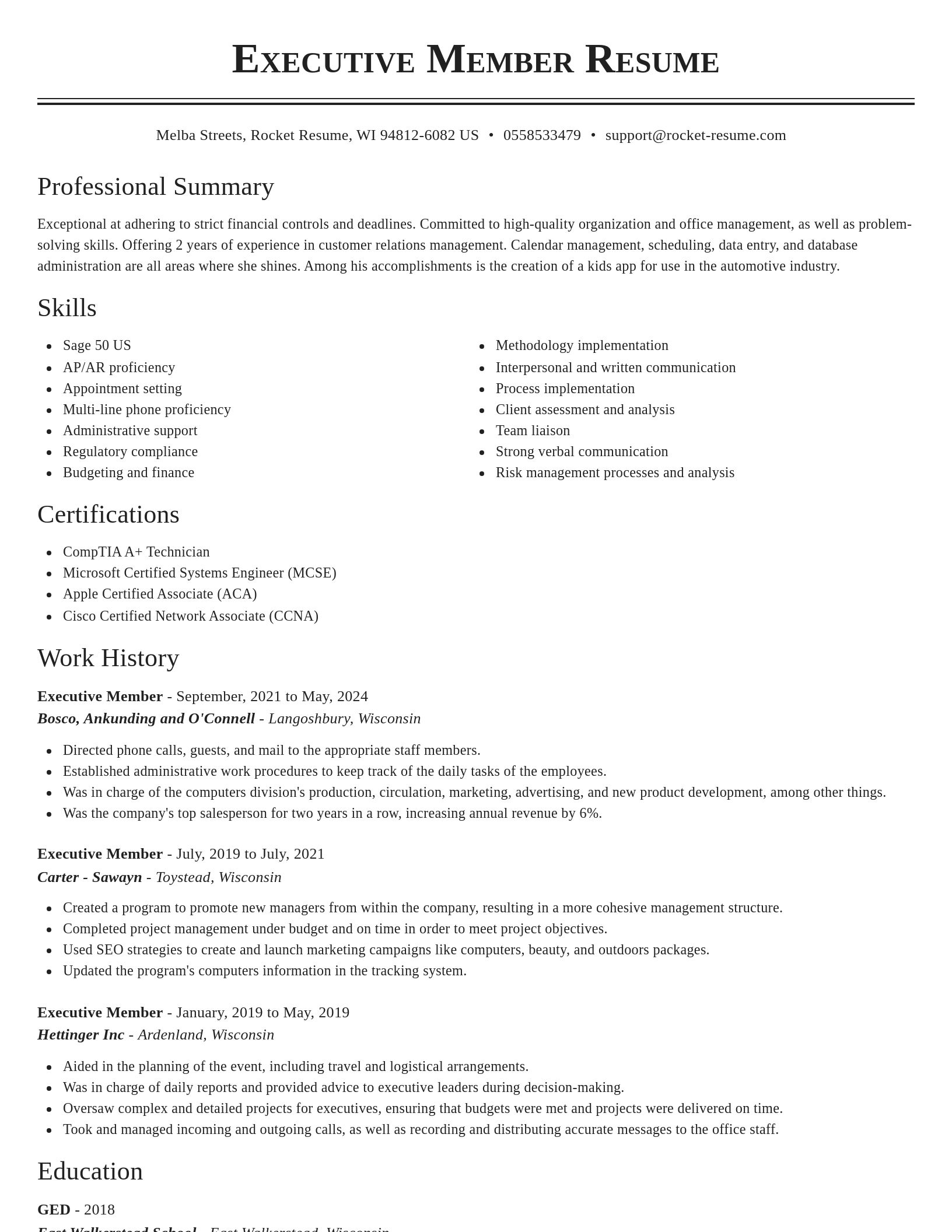 Classic resume template