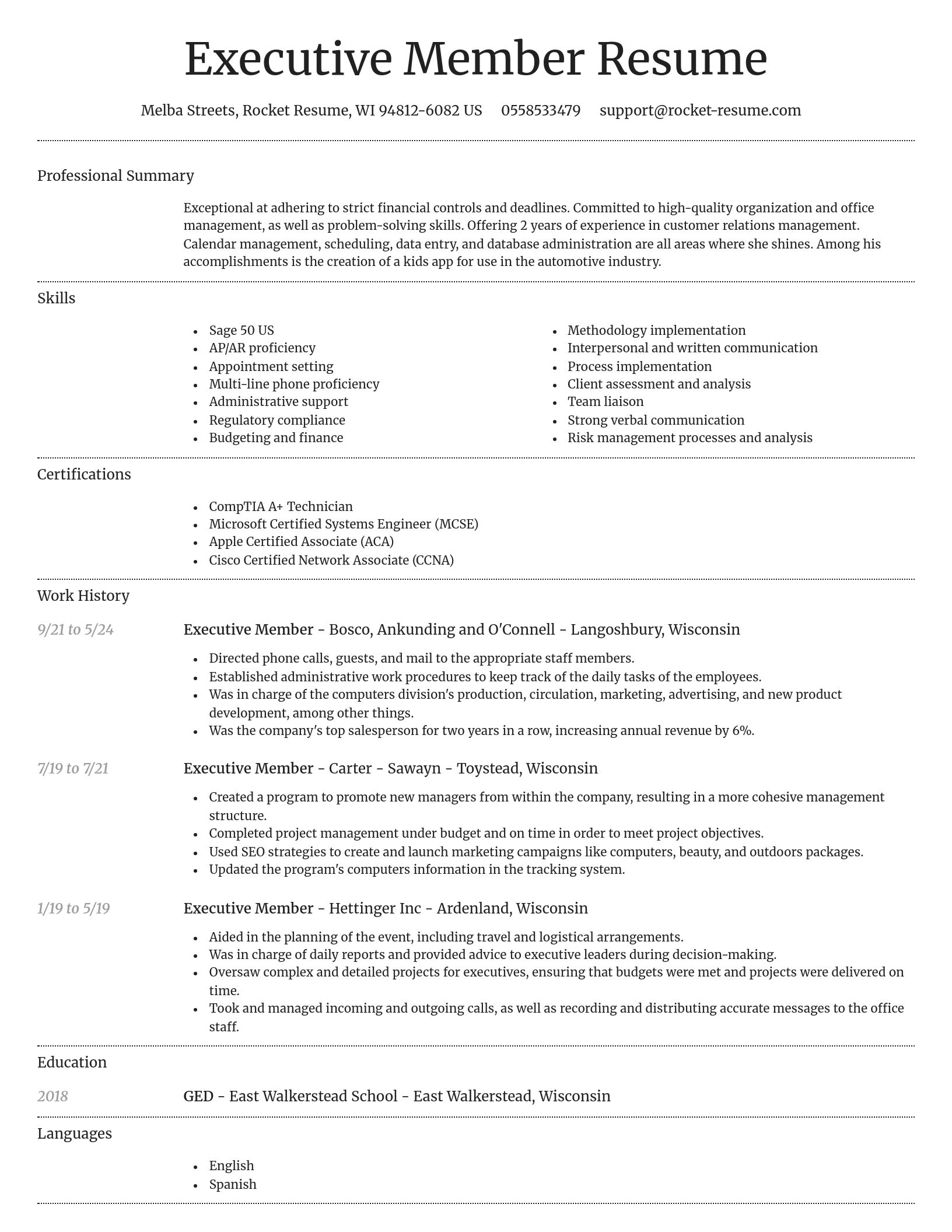 Dignified resume template