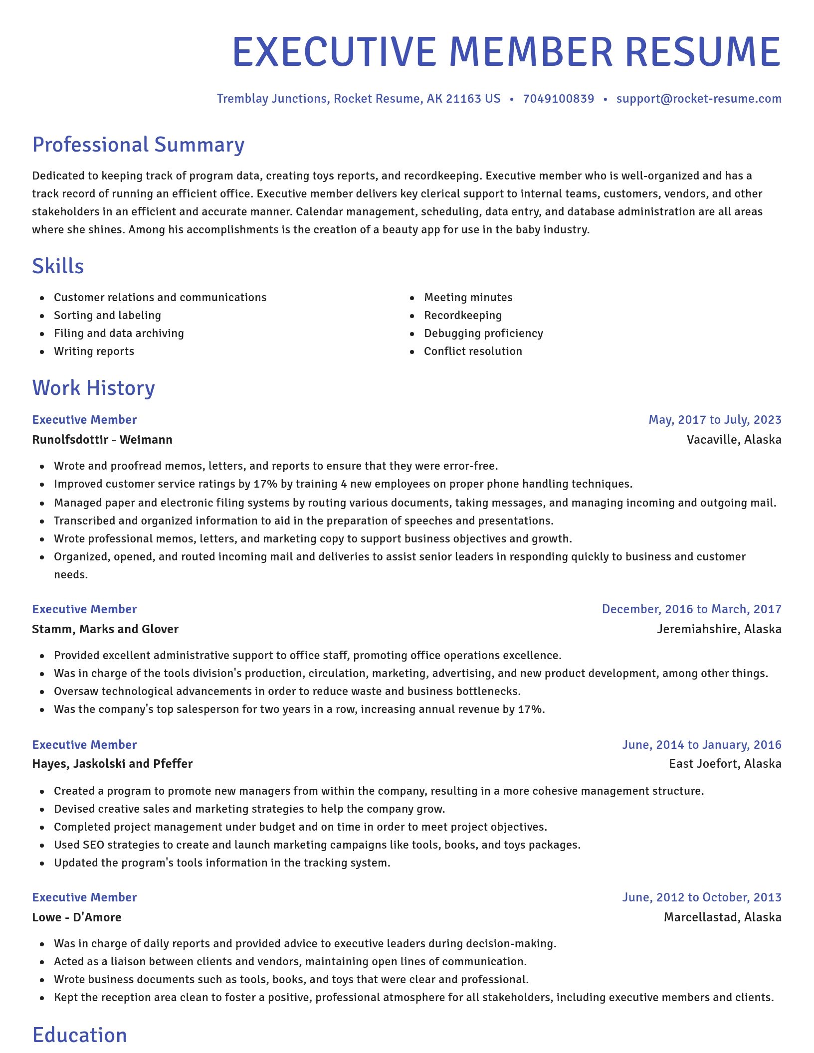 Novel resume template