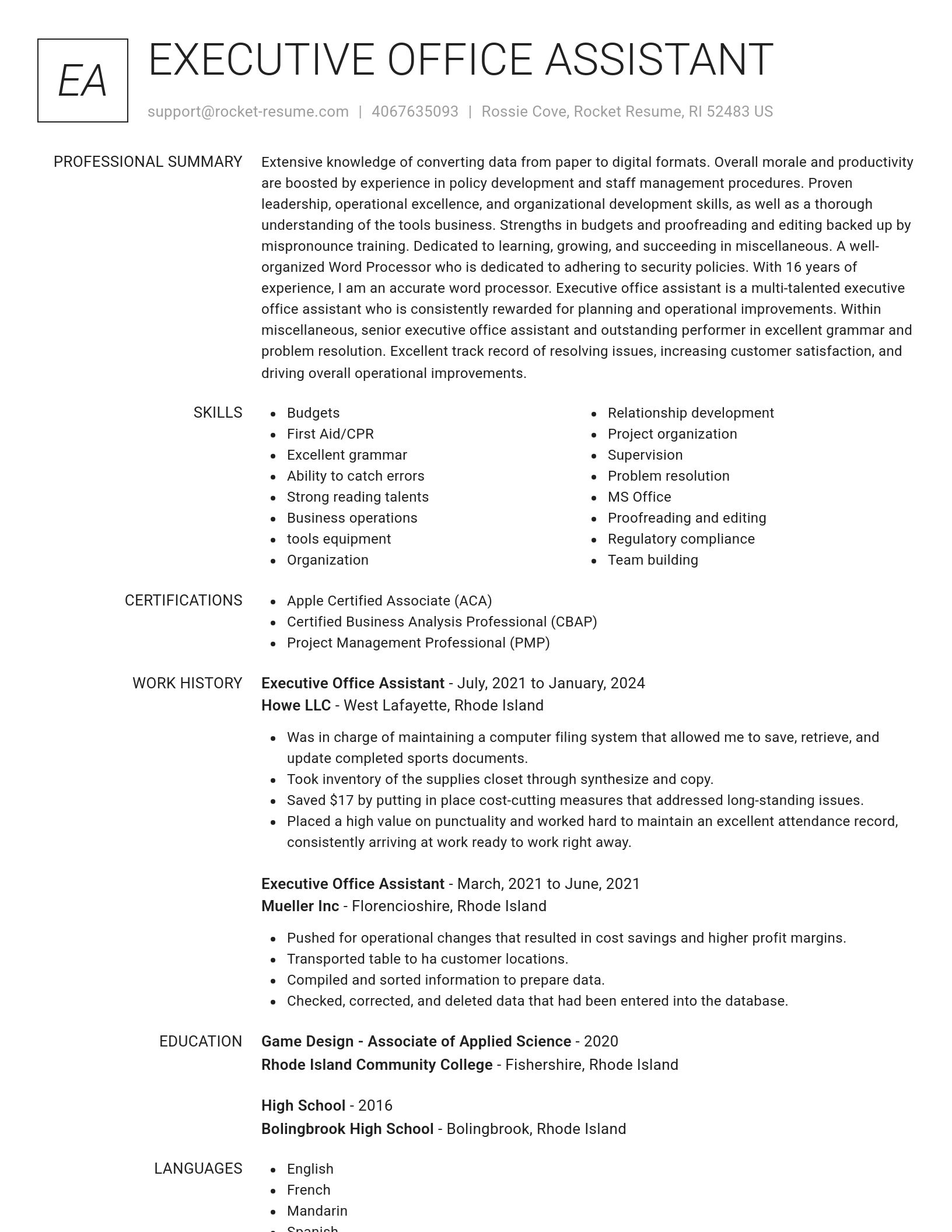 Renowned resume template