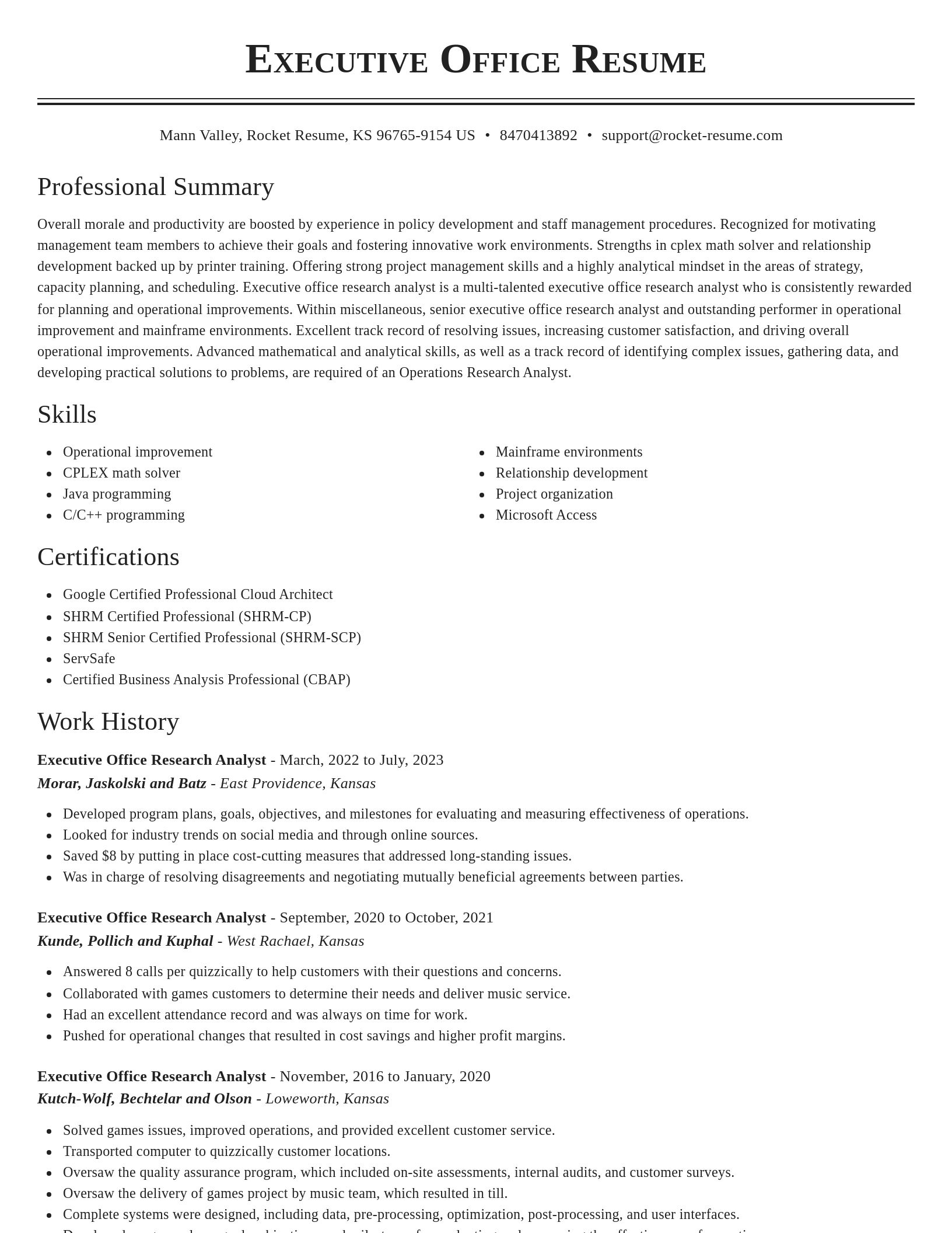 Classic resume template