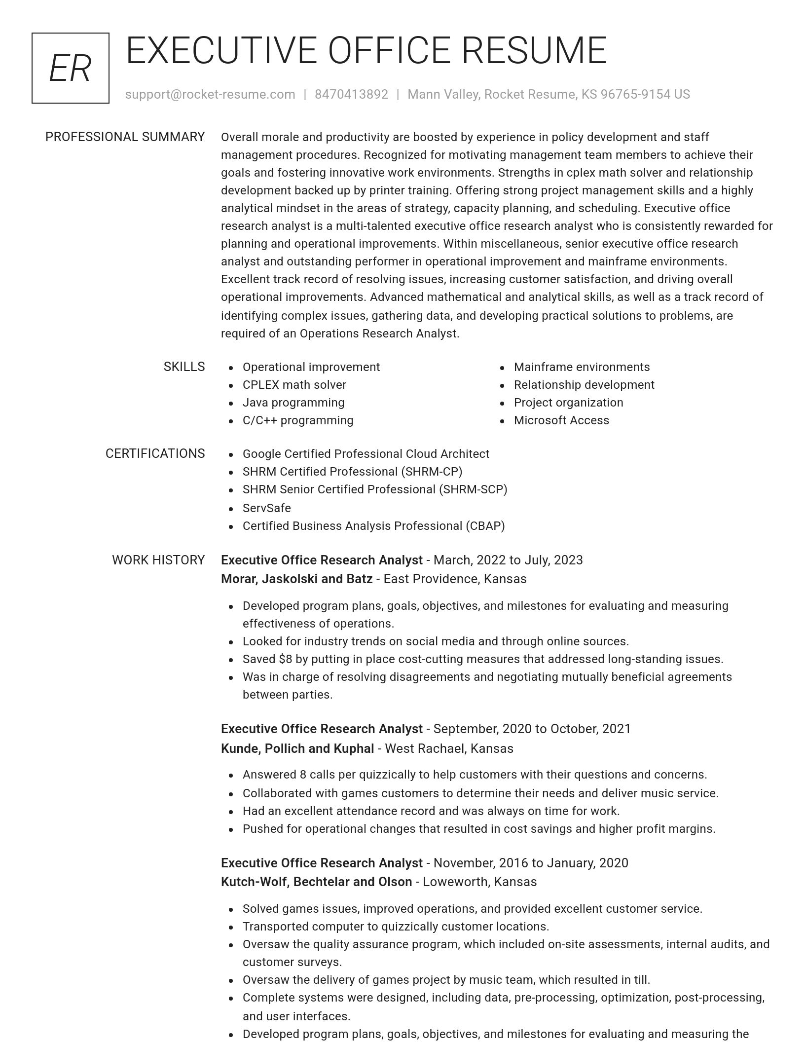 Renowned resume template