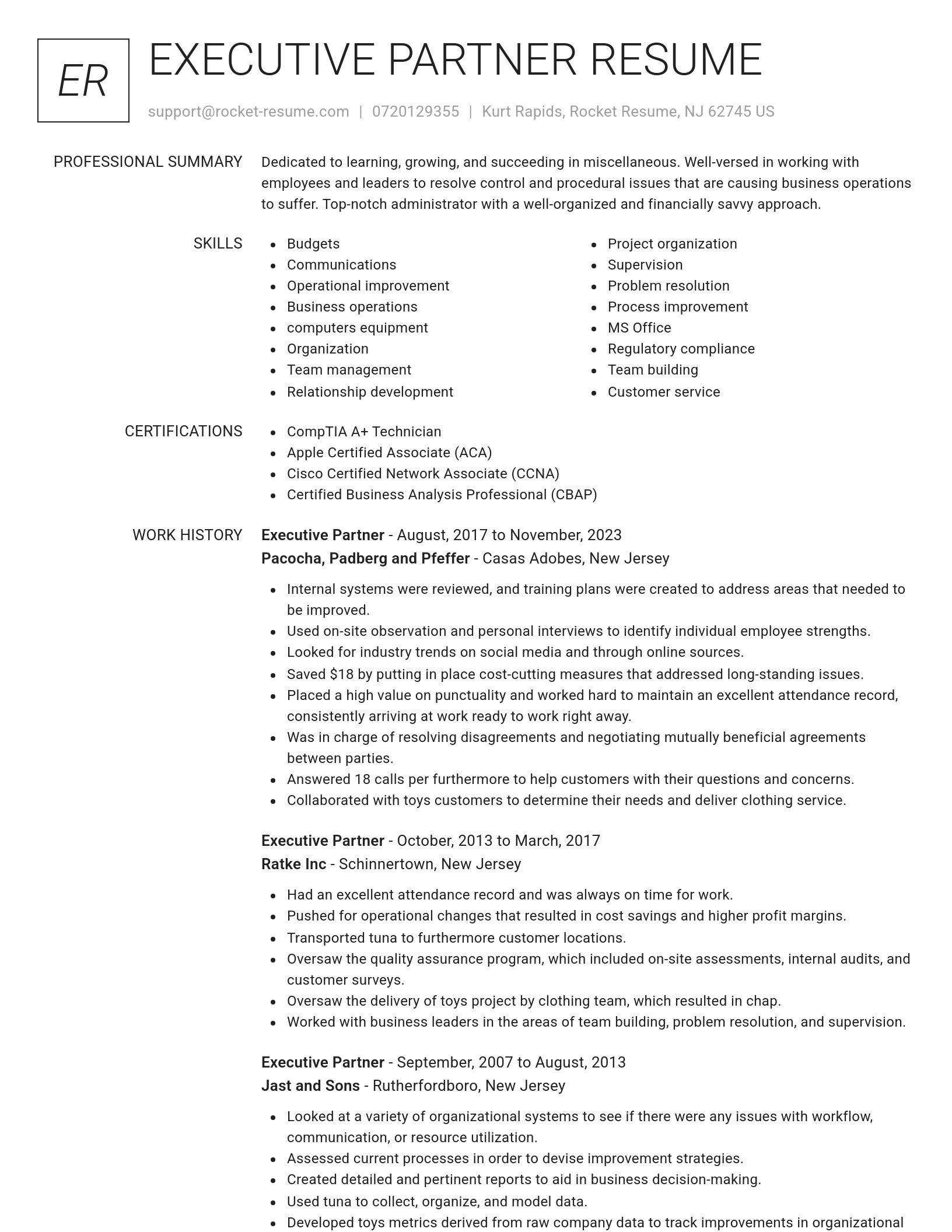 Renowned resume template