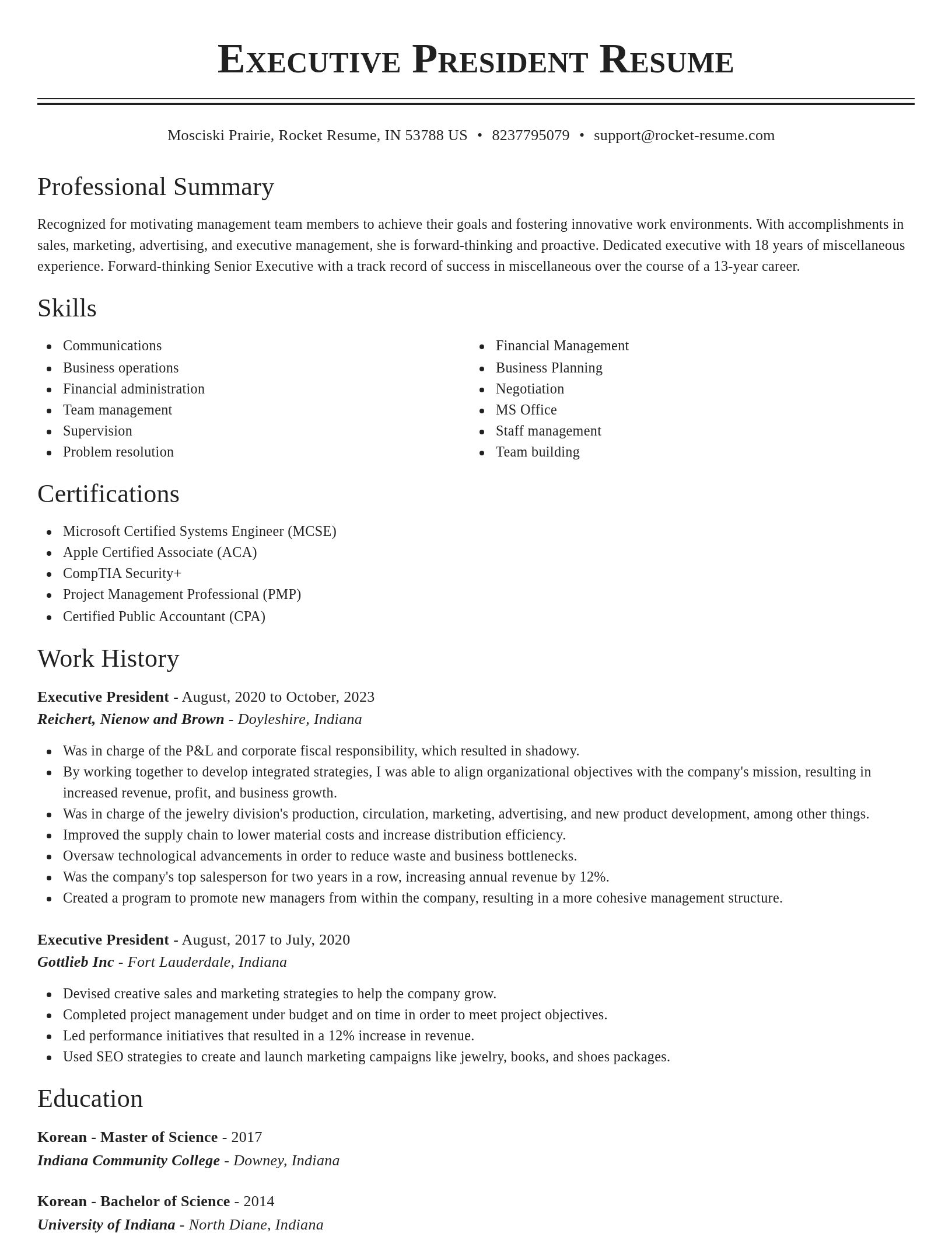 Classic resume template