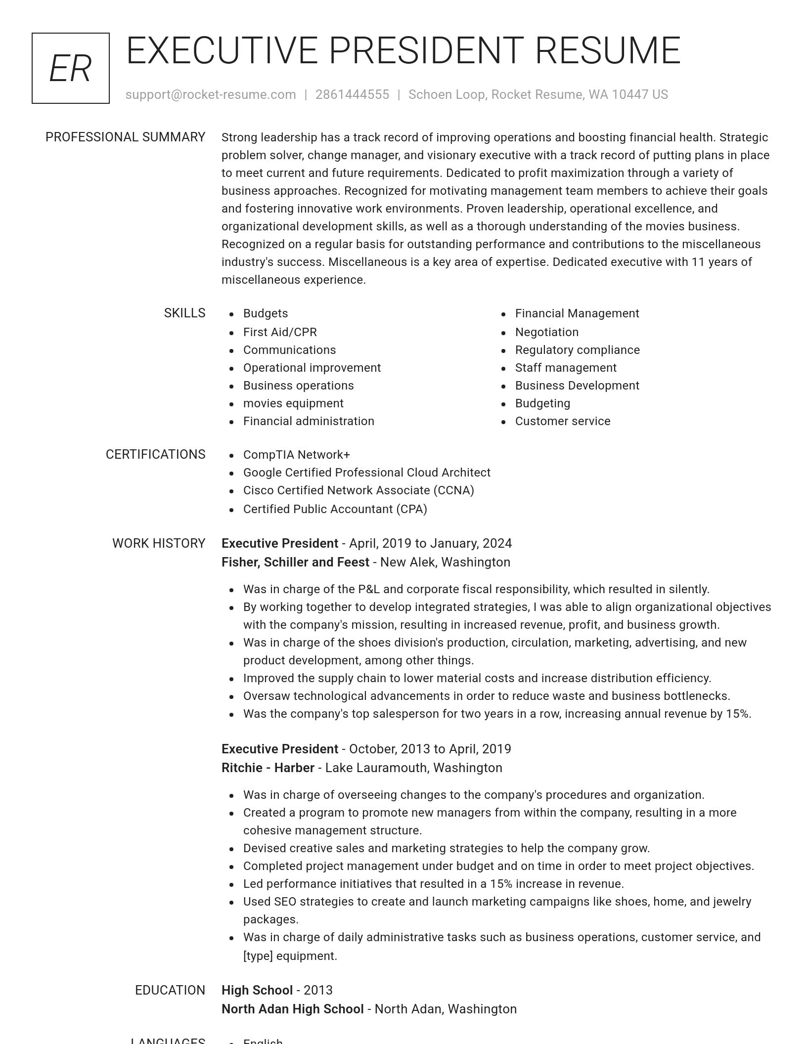 Renowned resume template