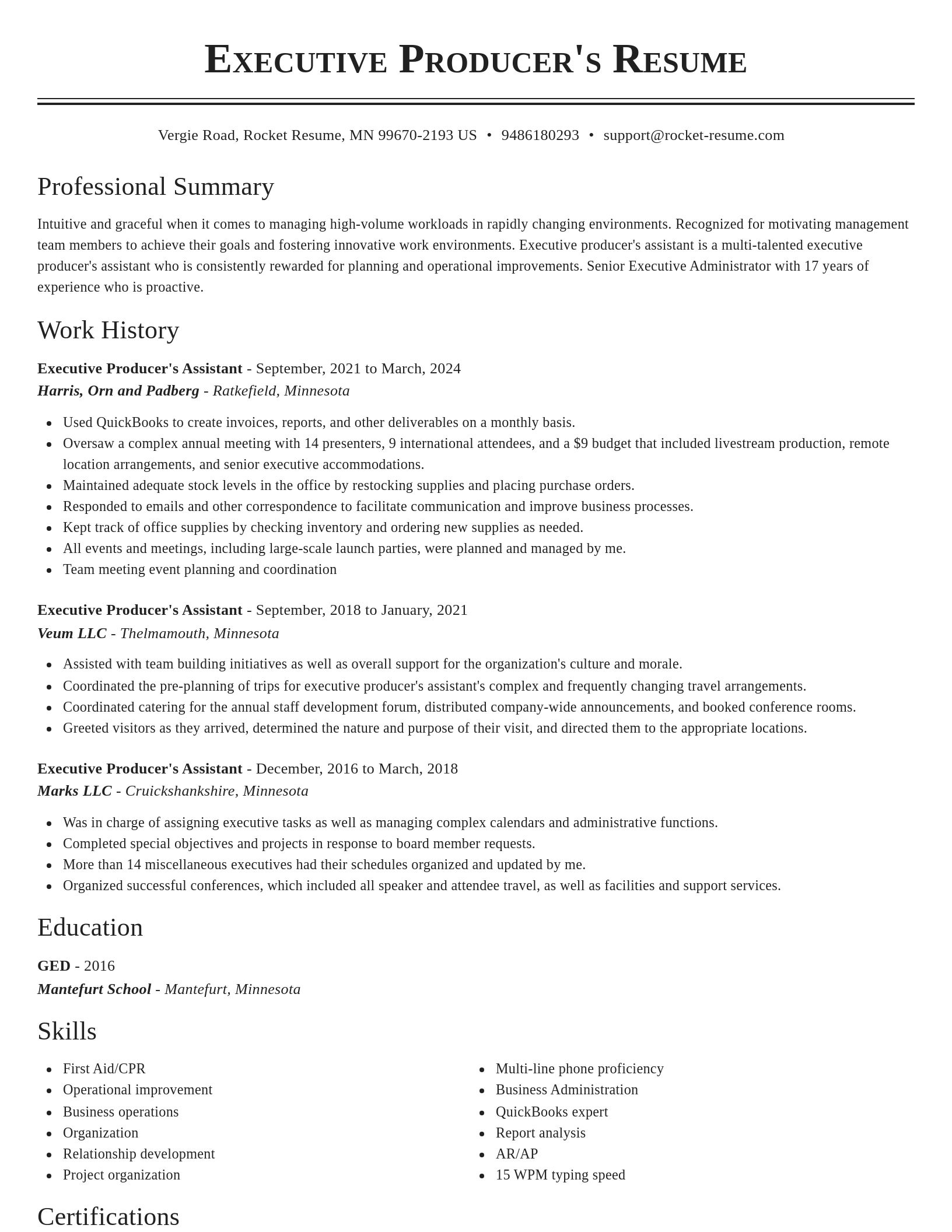 Classic resume template