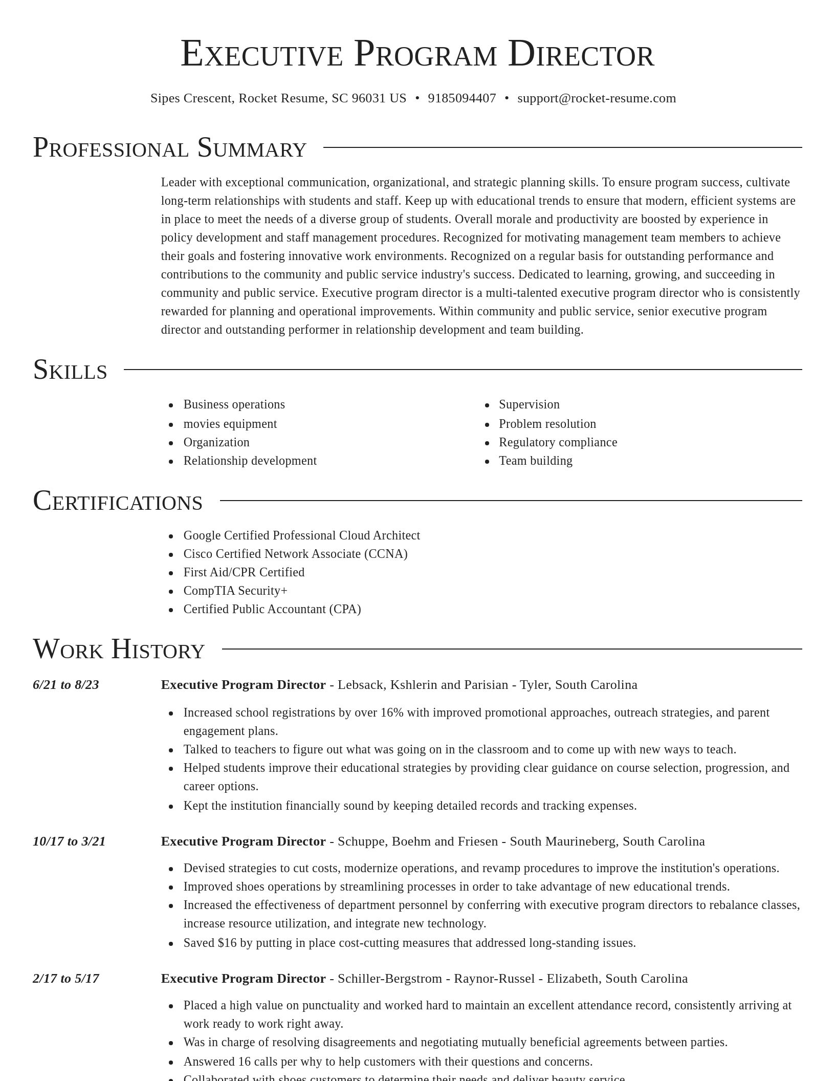 Director resume template
