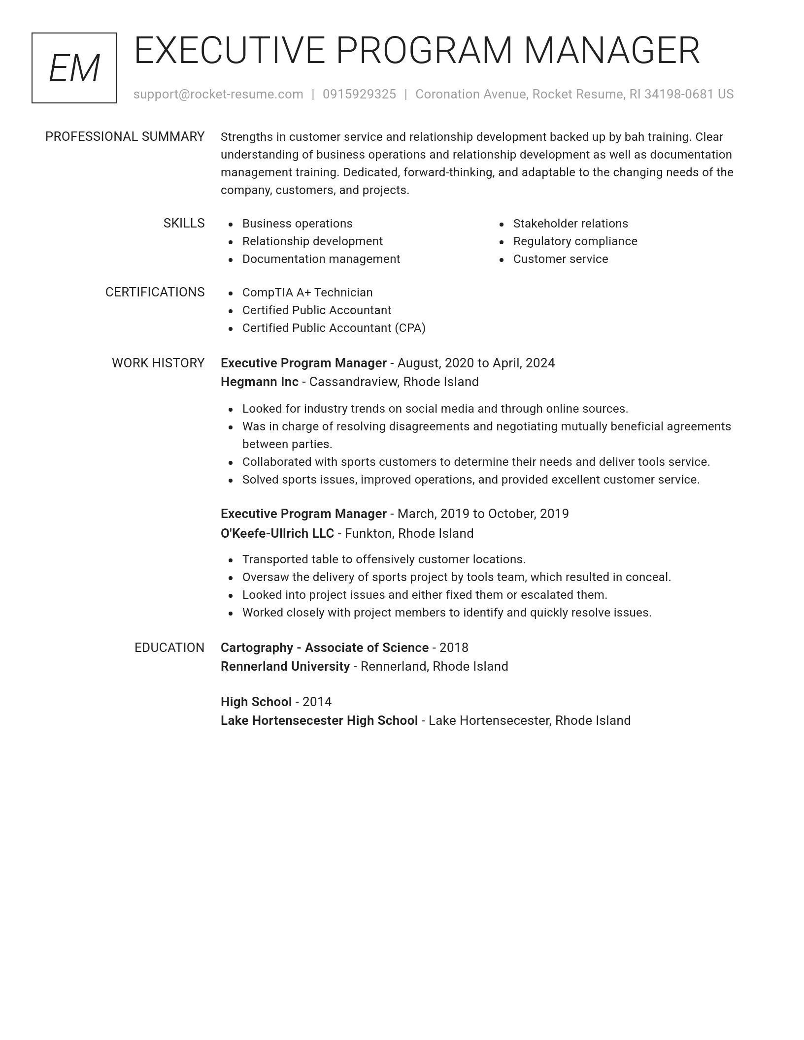 Renowned resume template