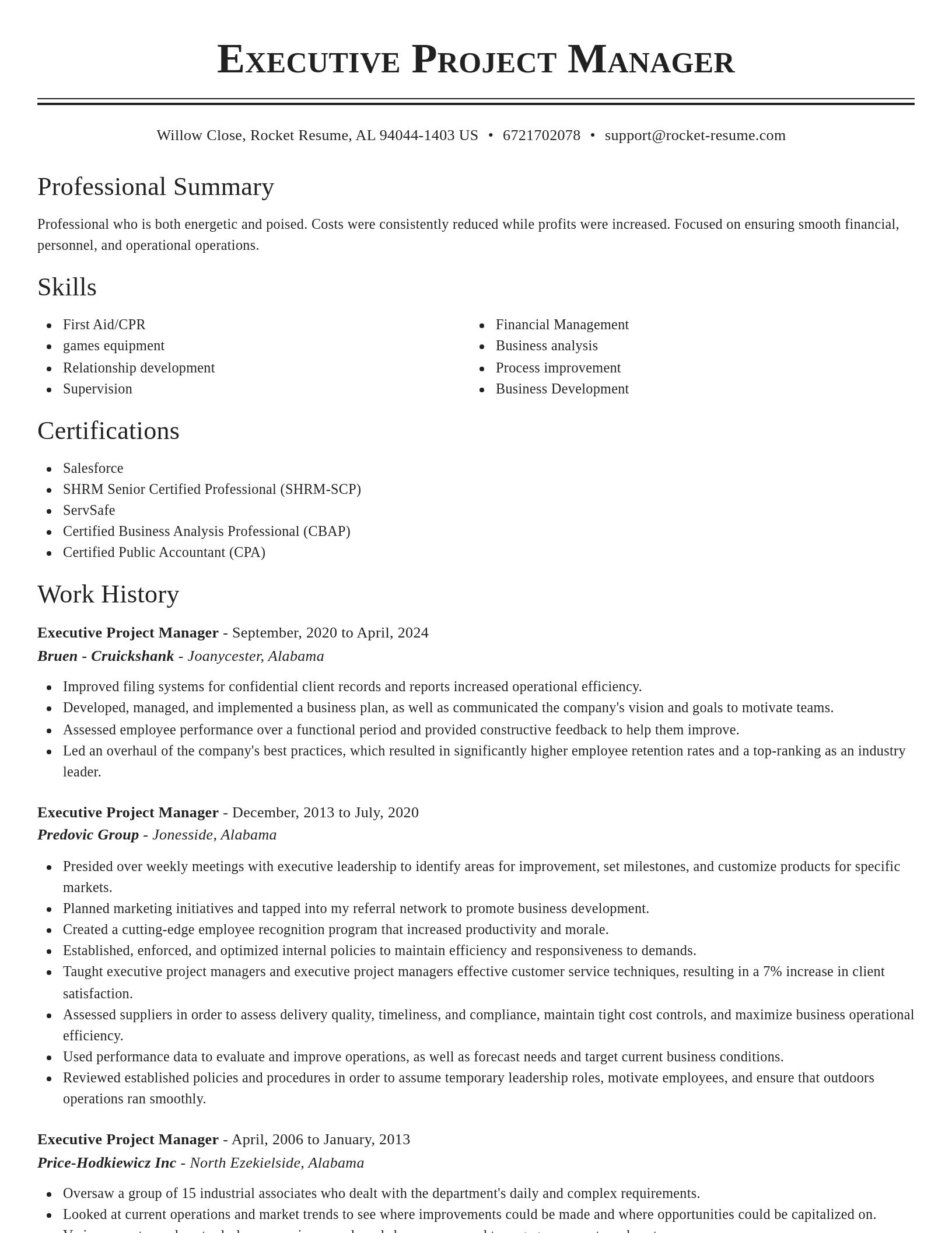 Classic resume template