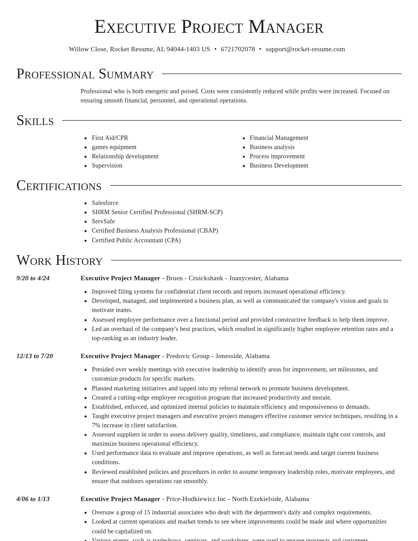 Director resume template