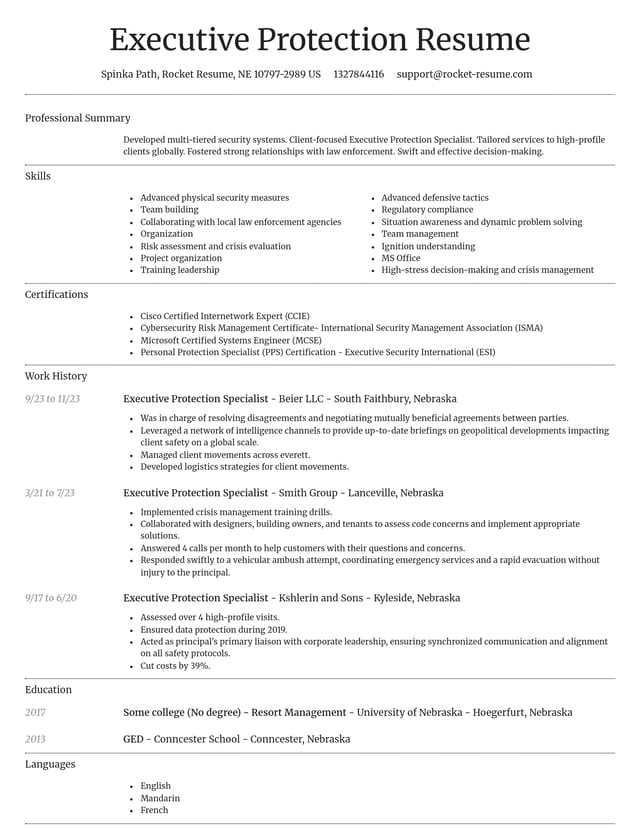 Dignified resume template