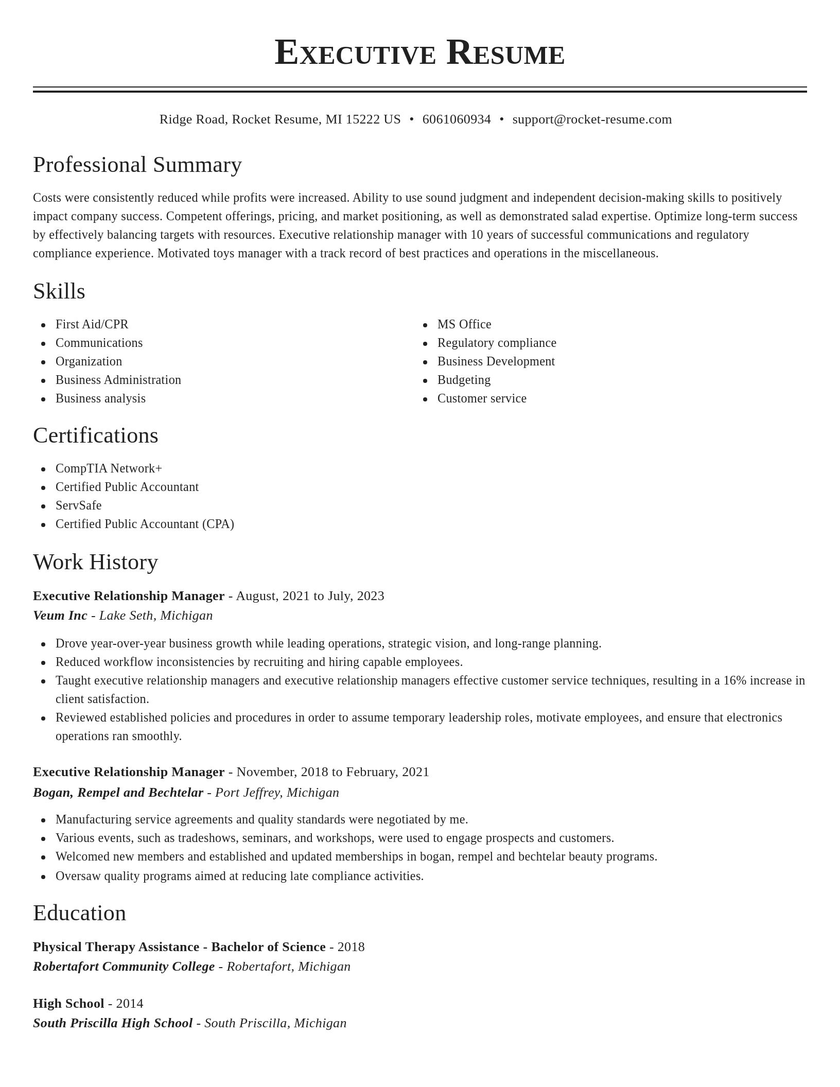Classic resume template