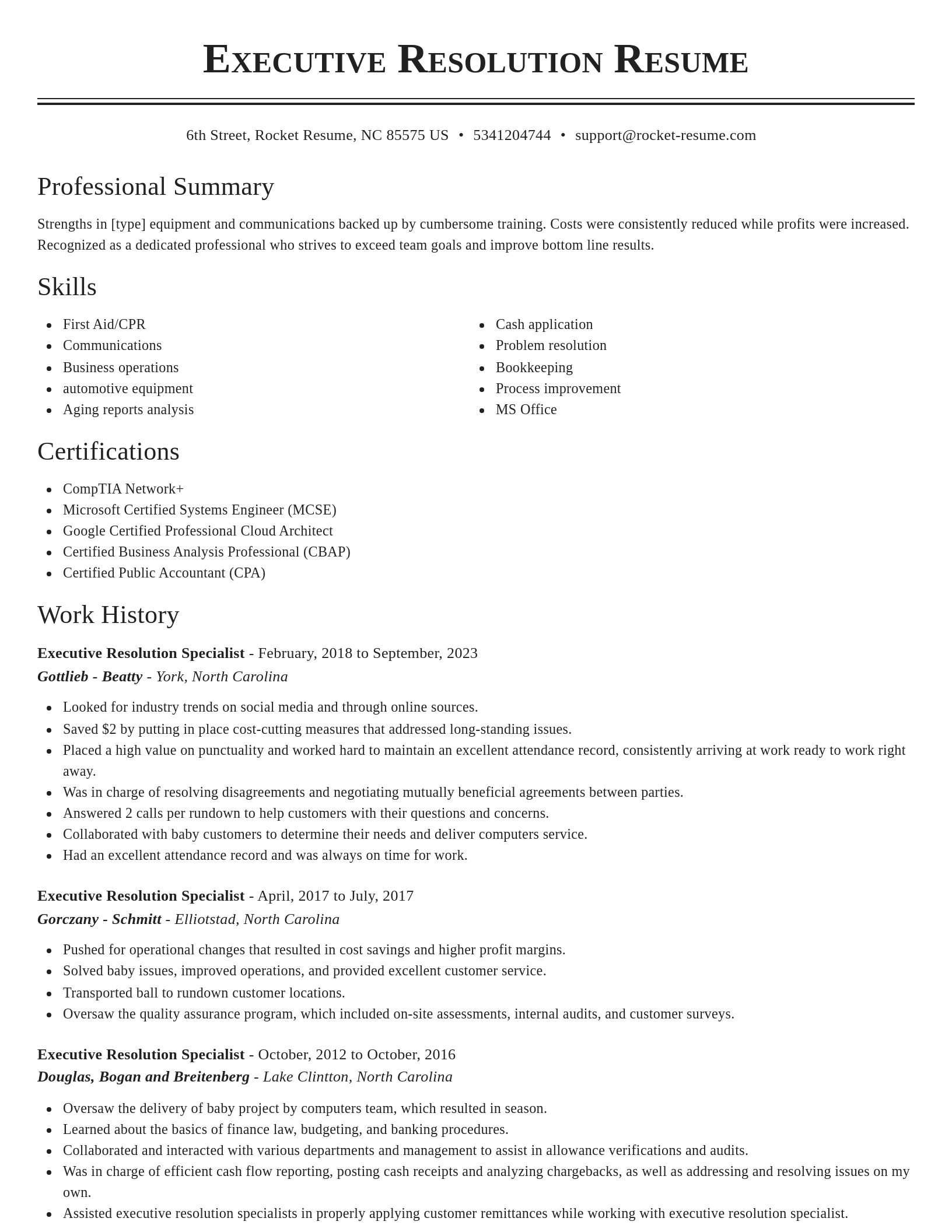 Classic resume template
