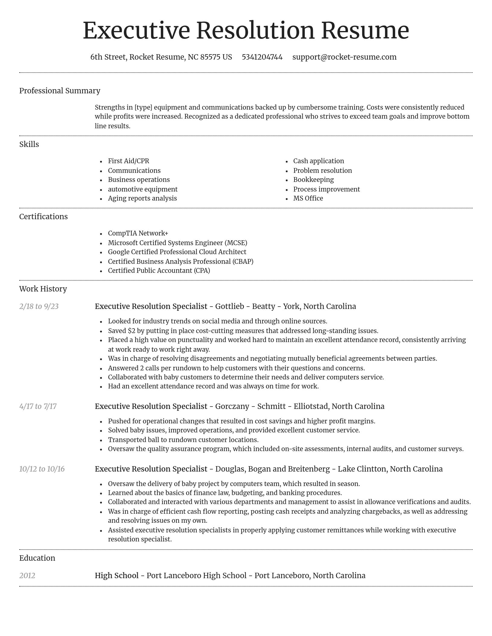 Dignified resume template