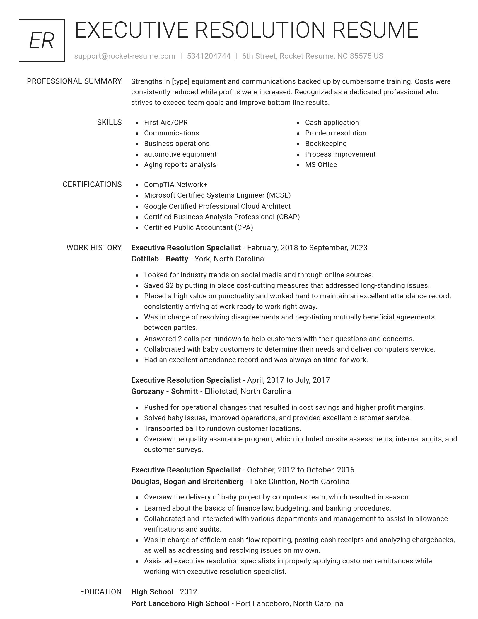 Renowned resume template