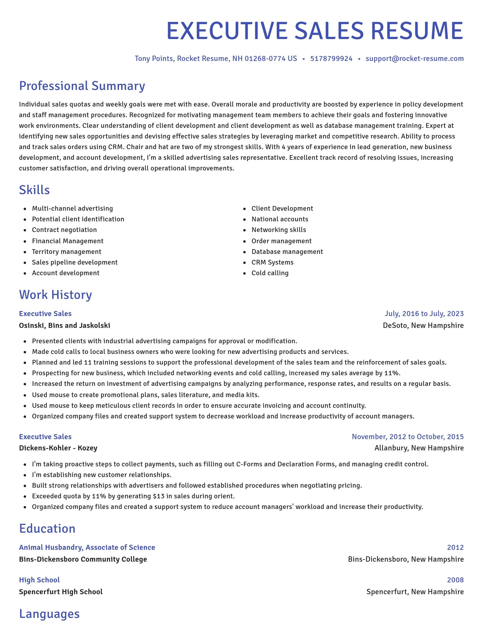 Novel resume template