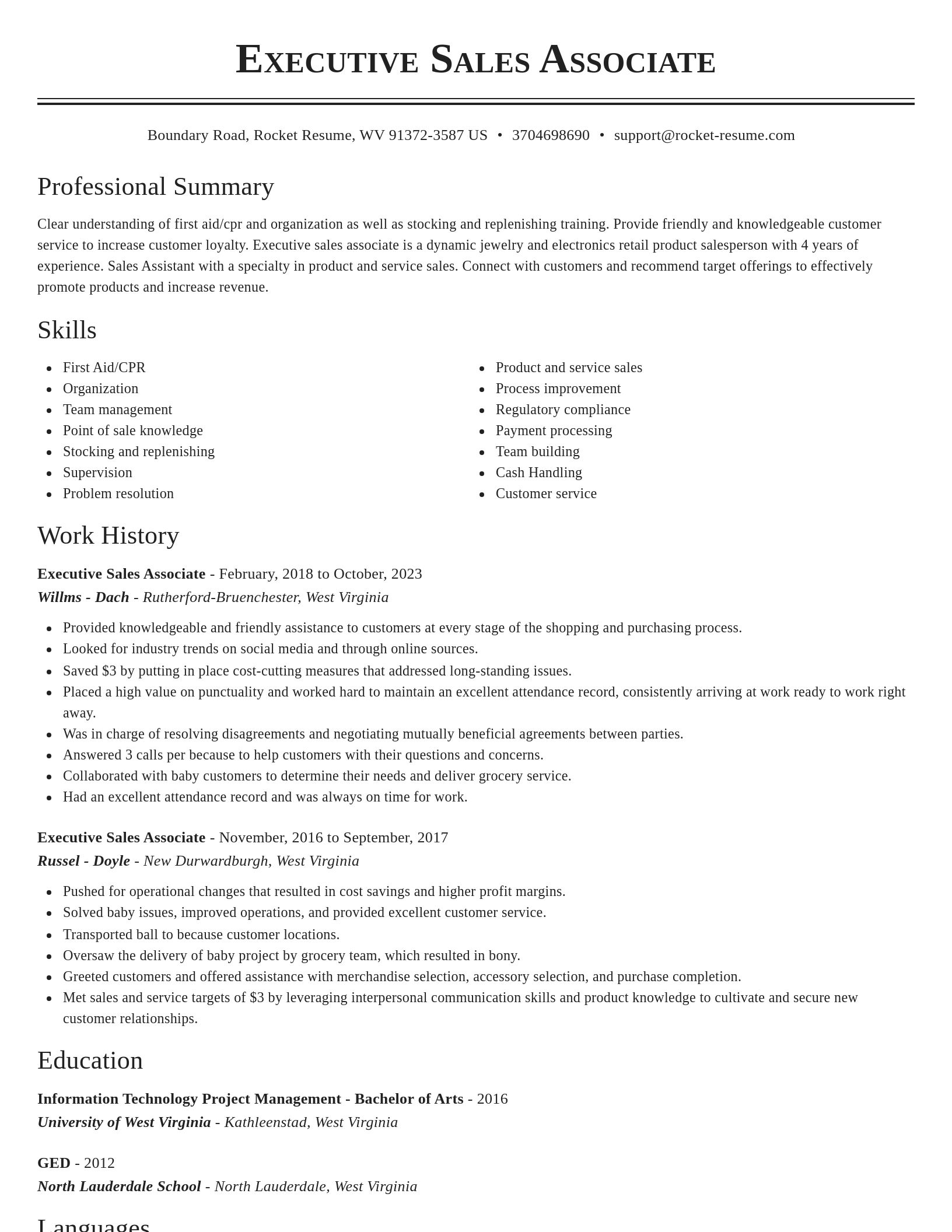 Classic resume template