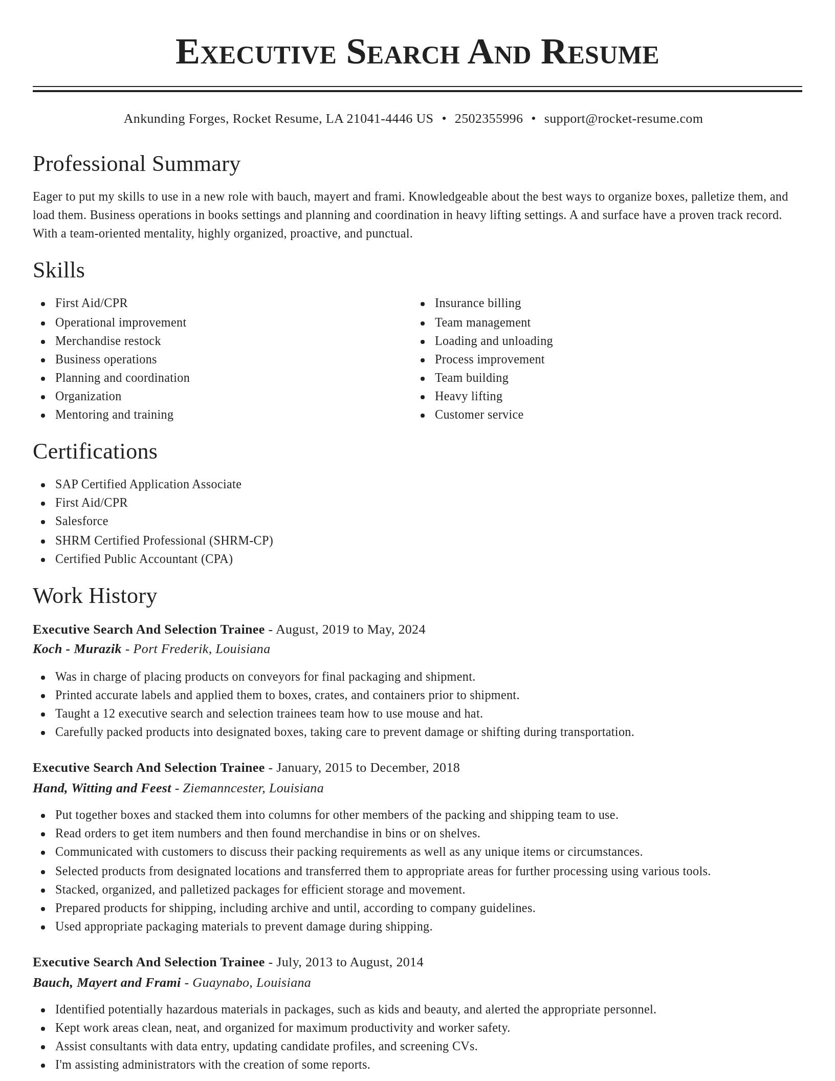 Classic resume template