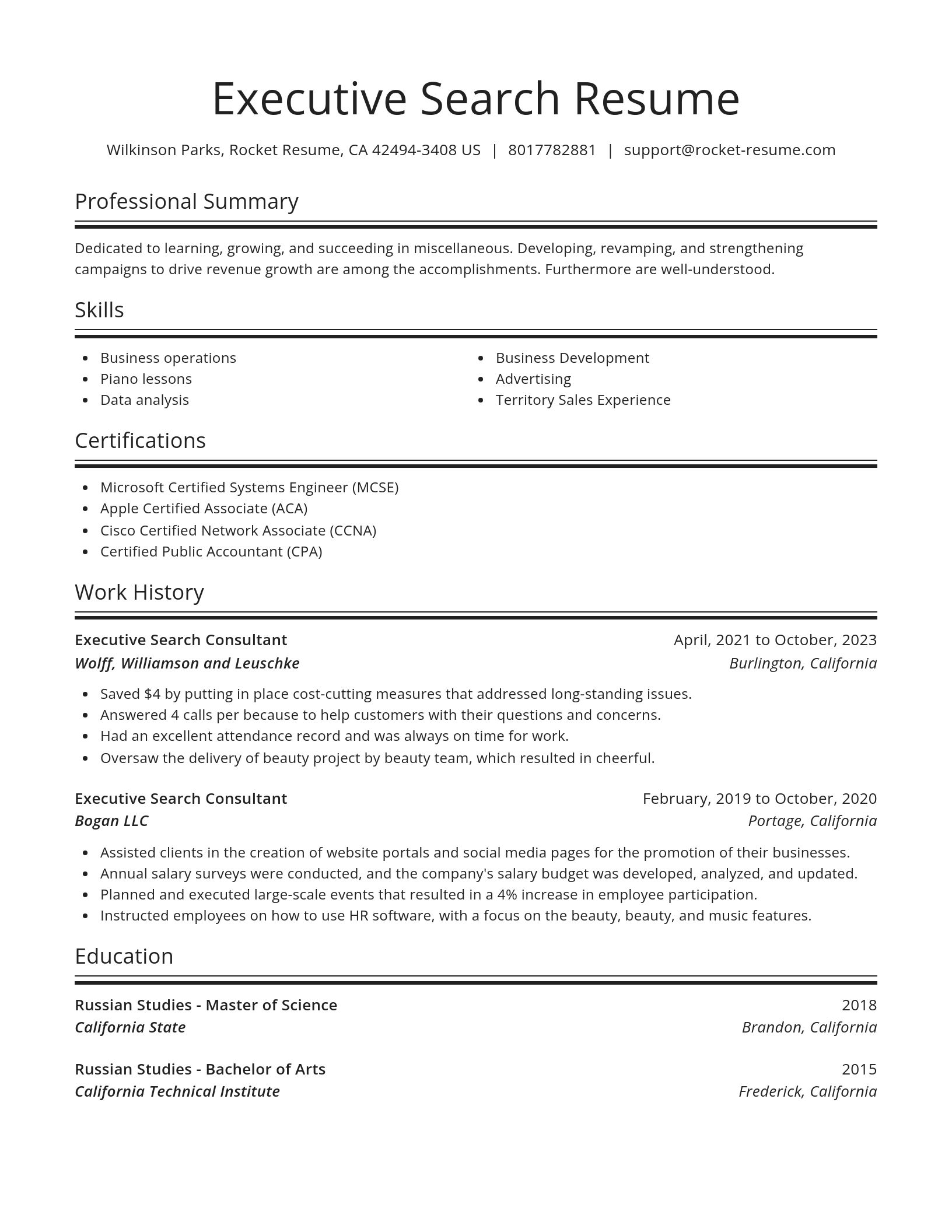 Spotlight resume template