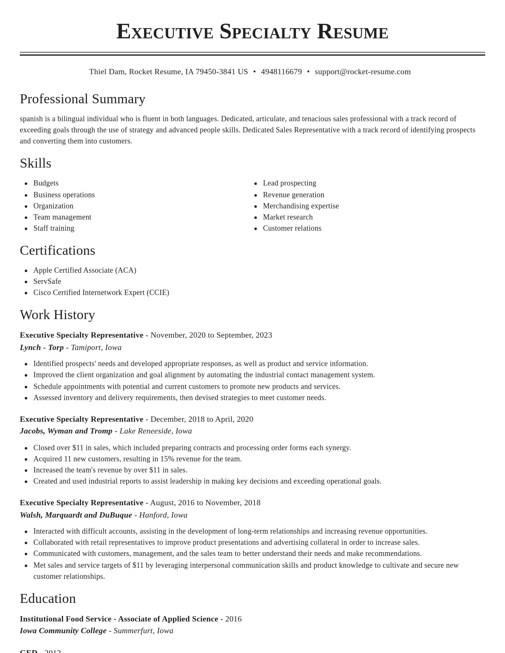 Classic resume template
