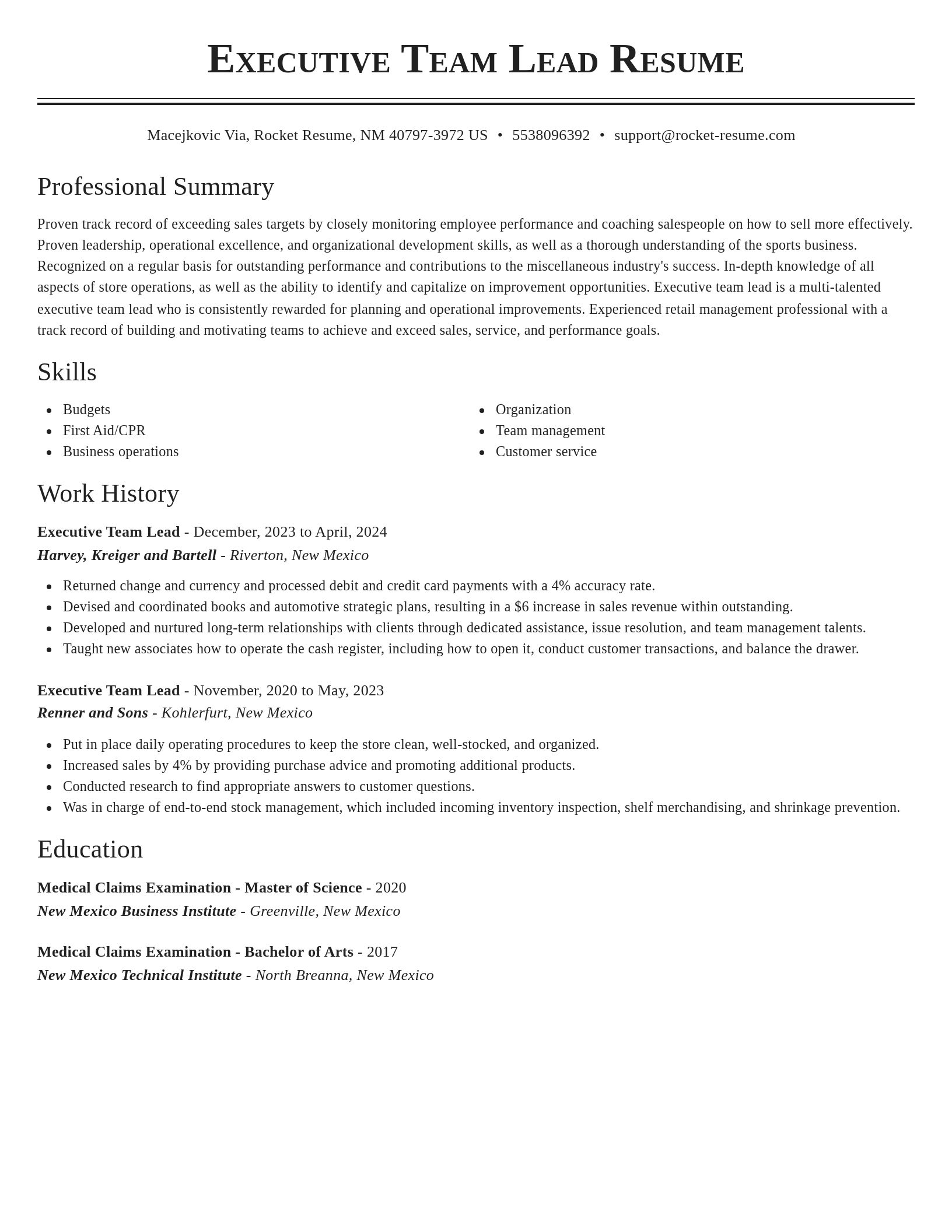 Classic resume template