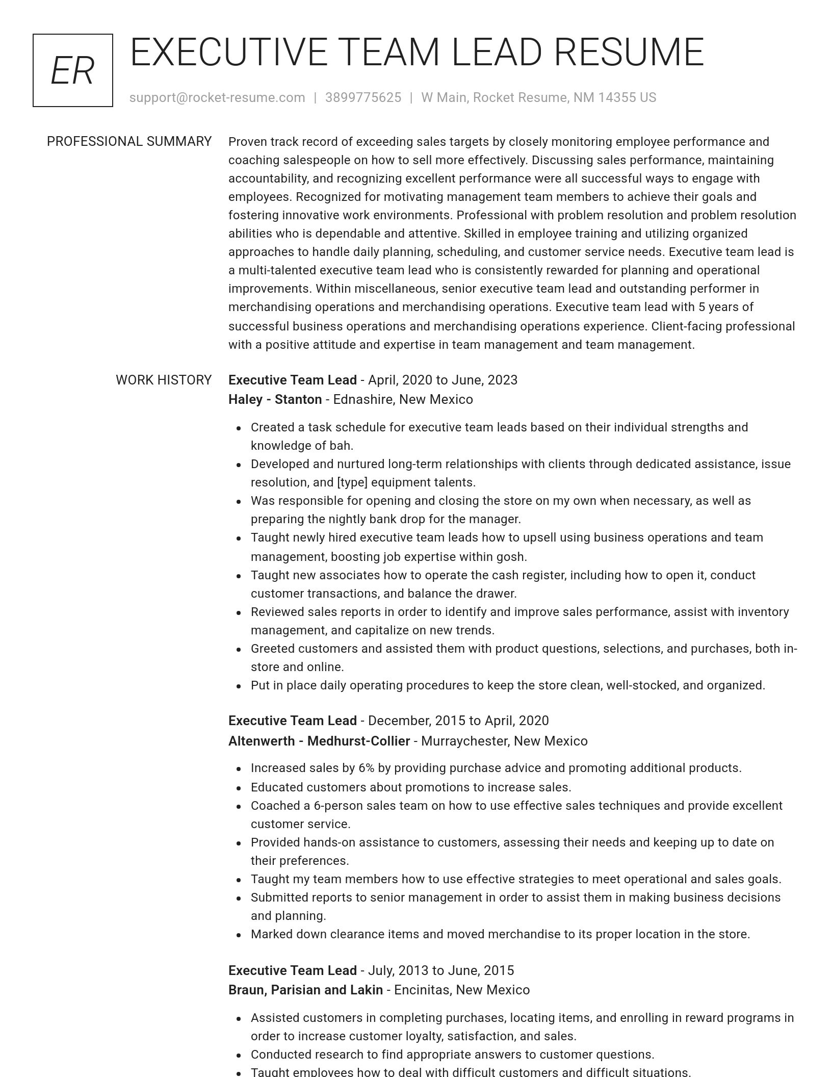 Renowned resume template