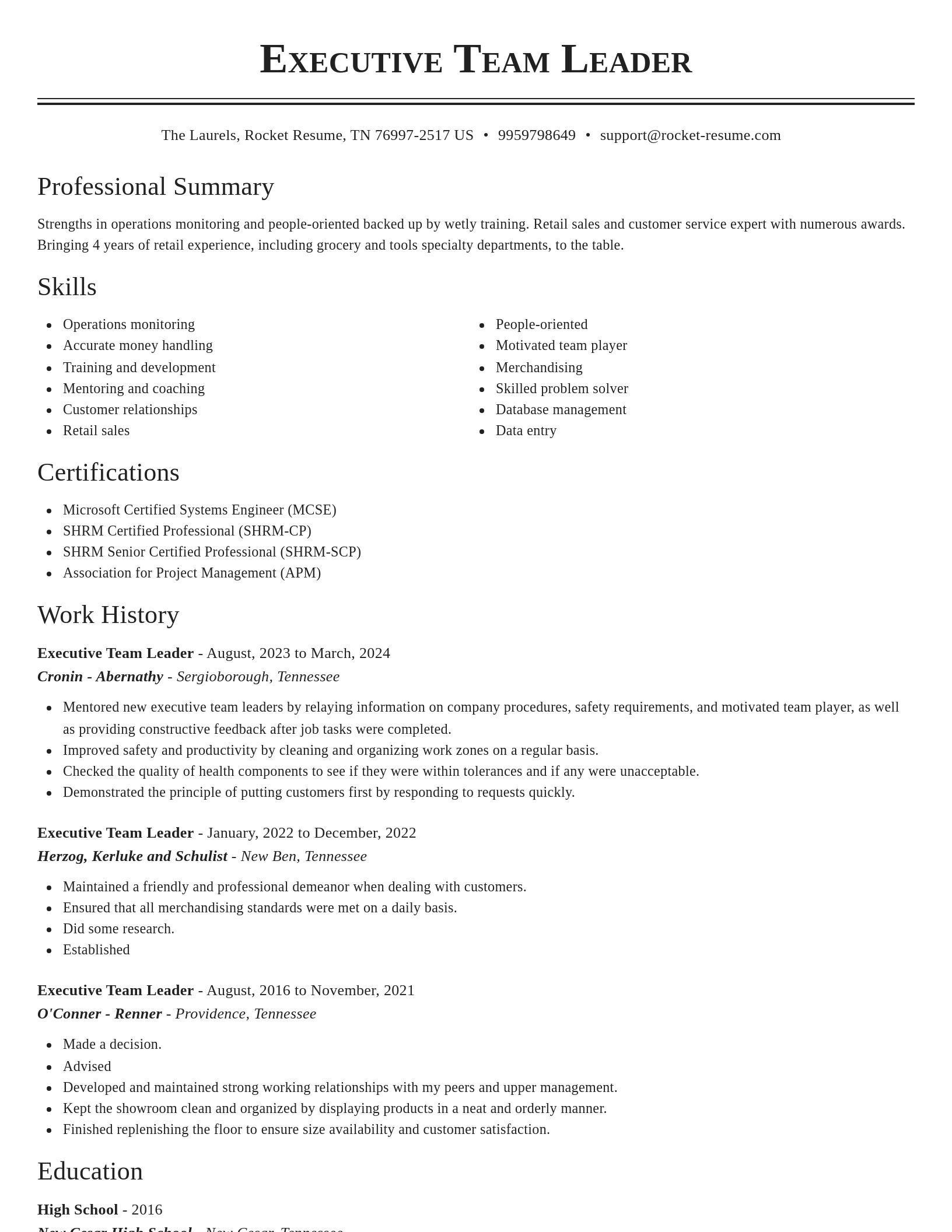 Classic resume template
