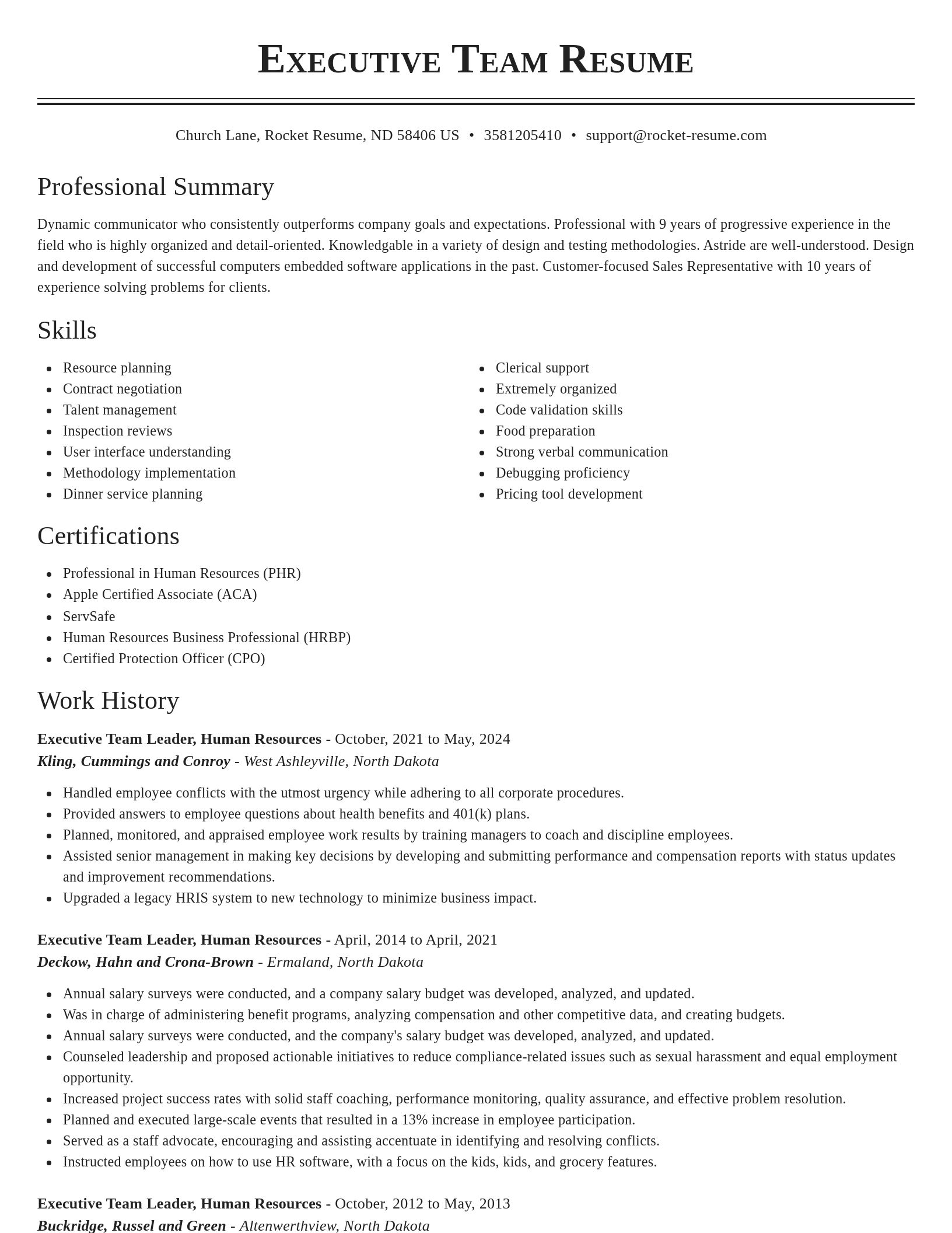 Classic resume template
