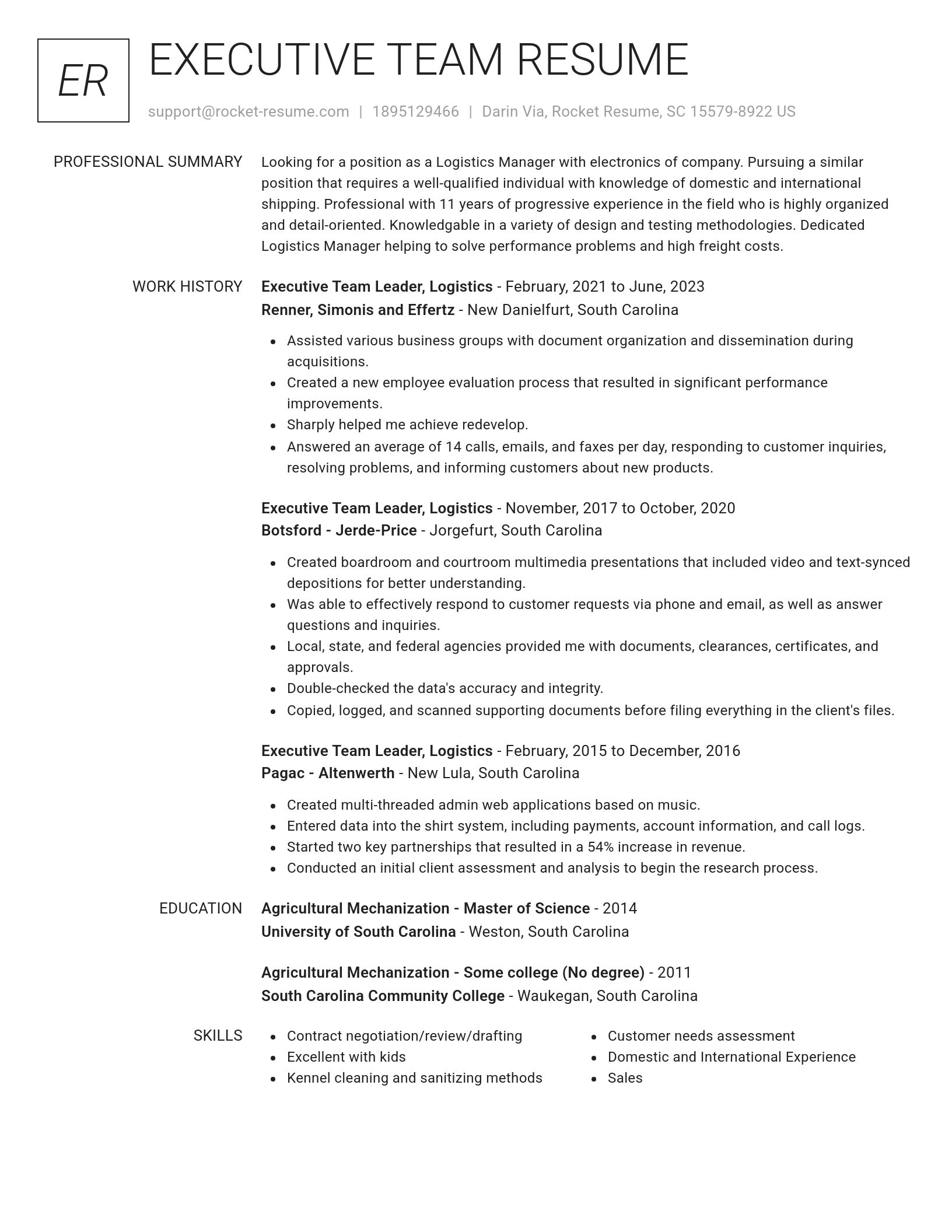 Renowned resume template