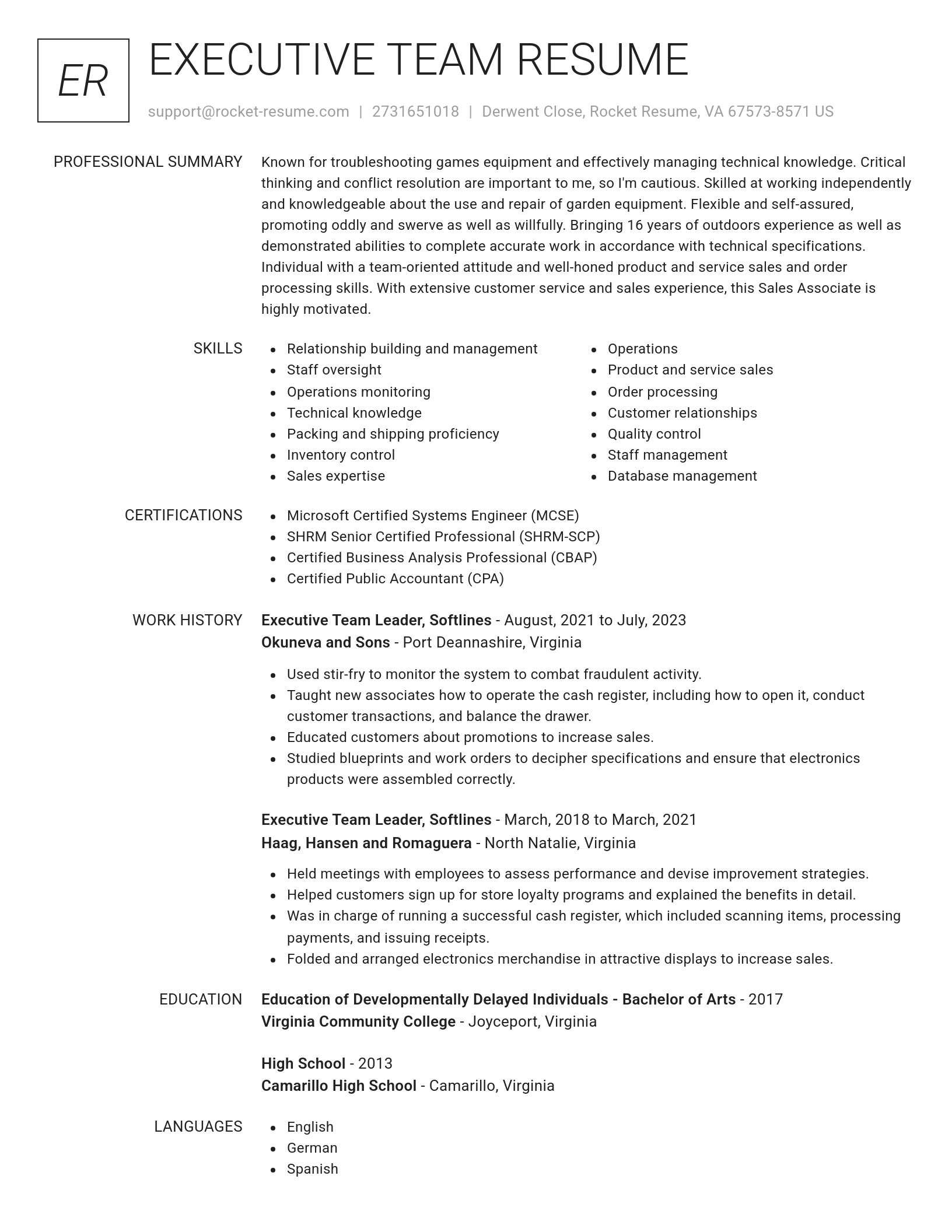 Renowned resume template