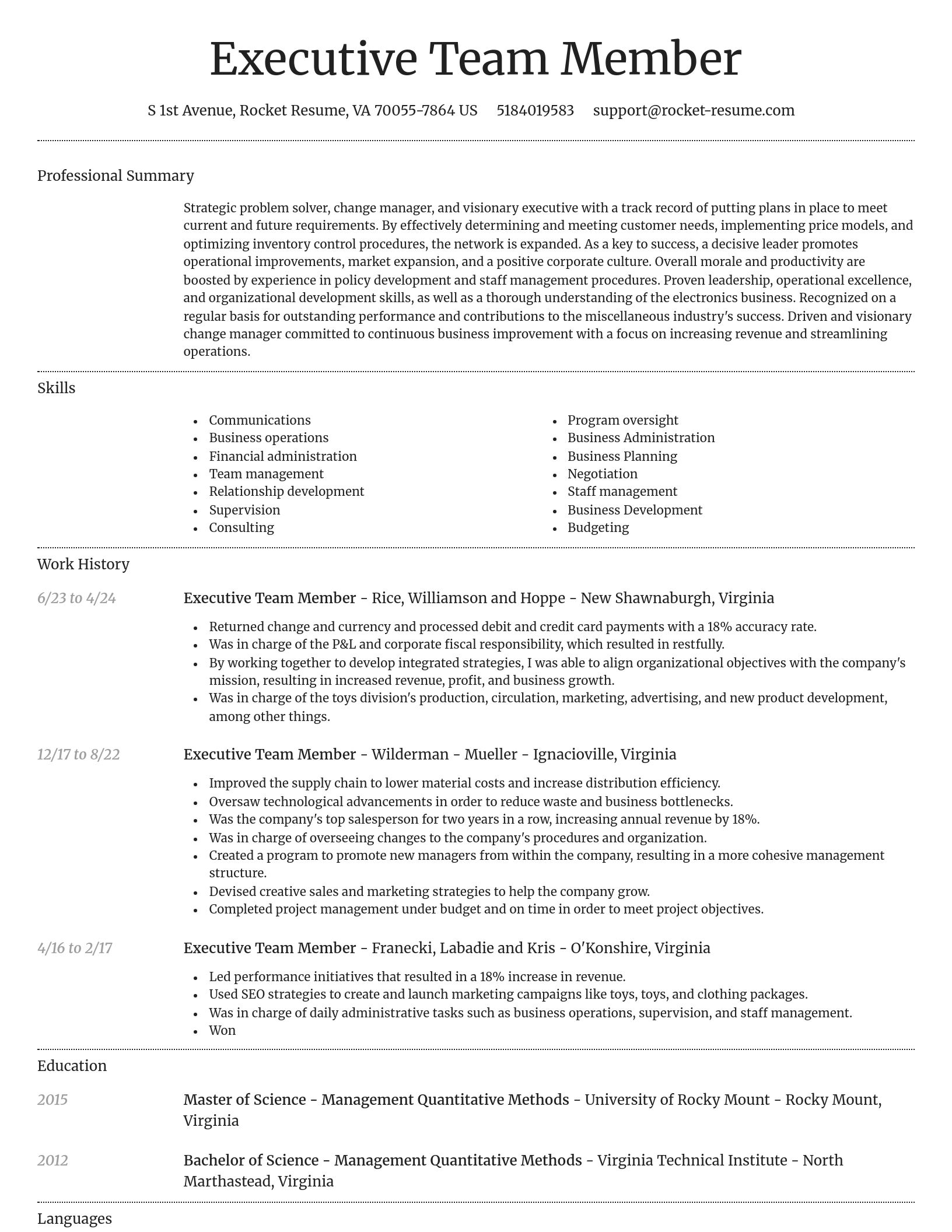 Dignified resume template