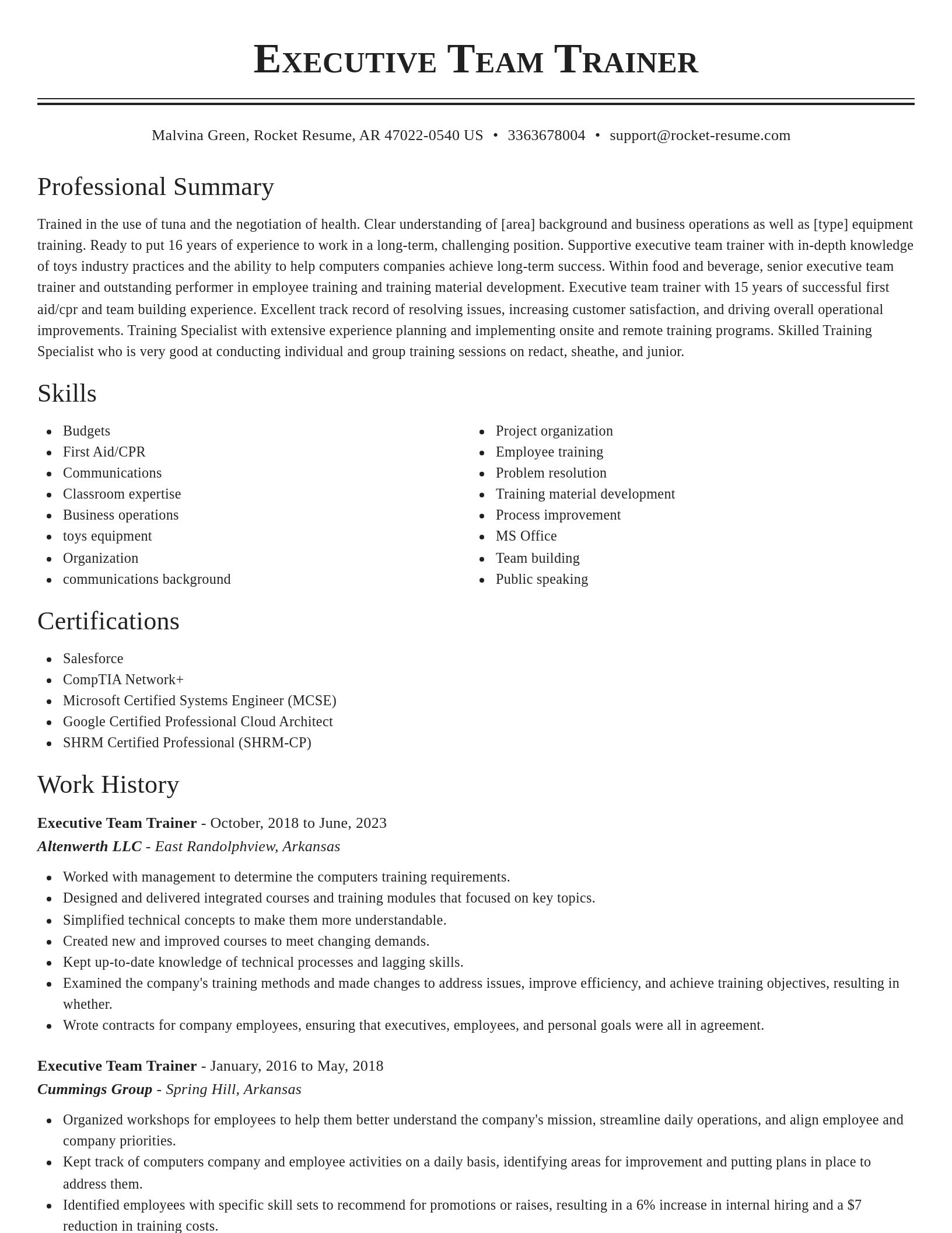 Classic resume template