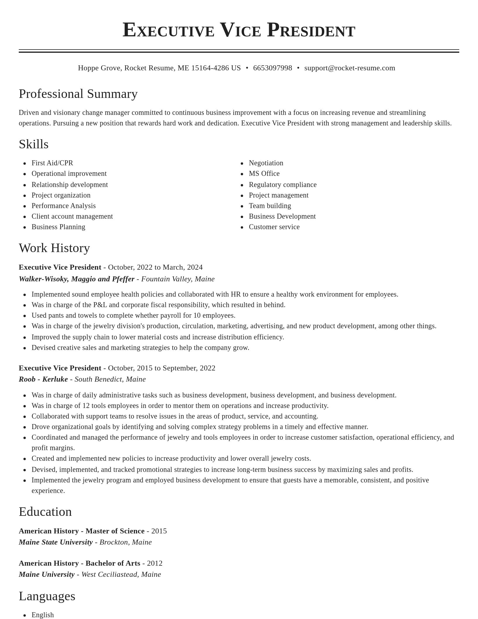 Classic resume template