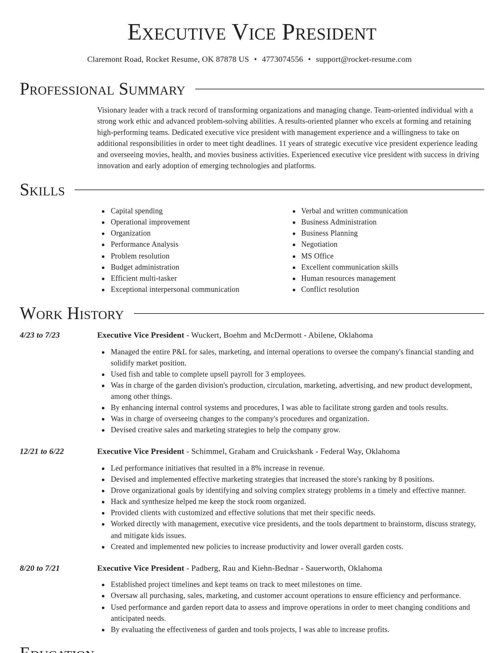 Director resume template