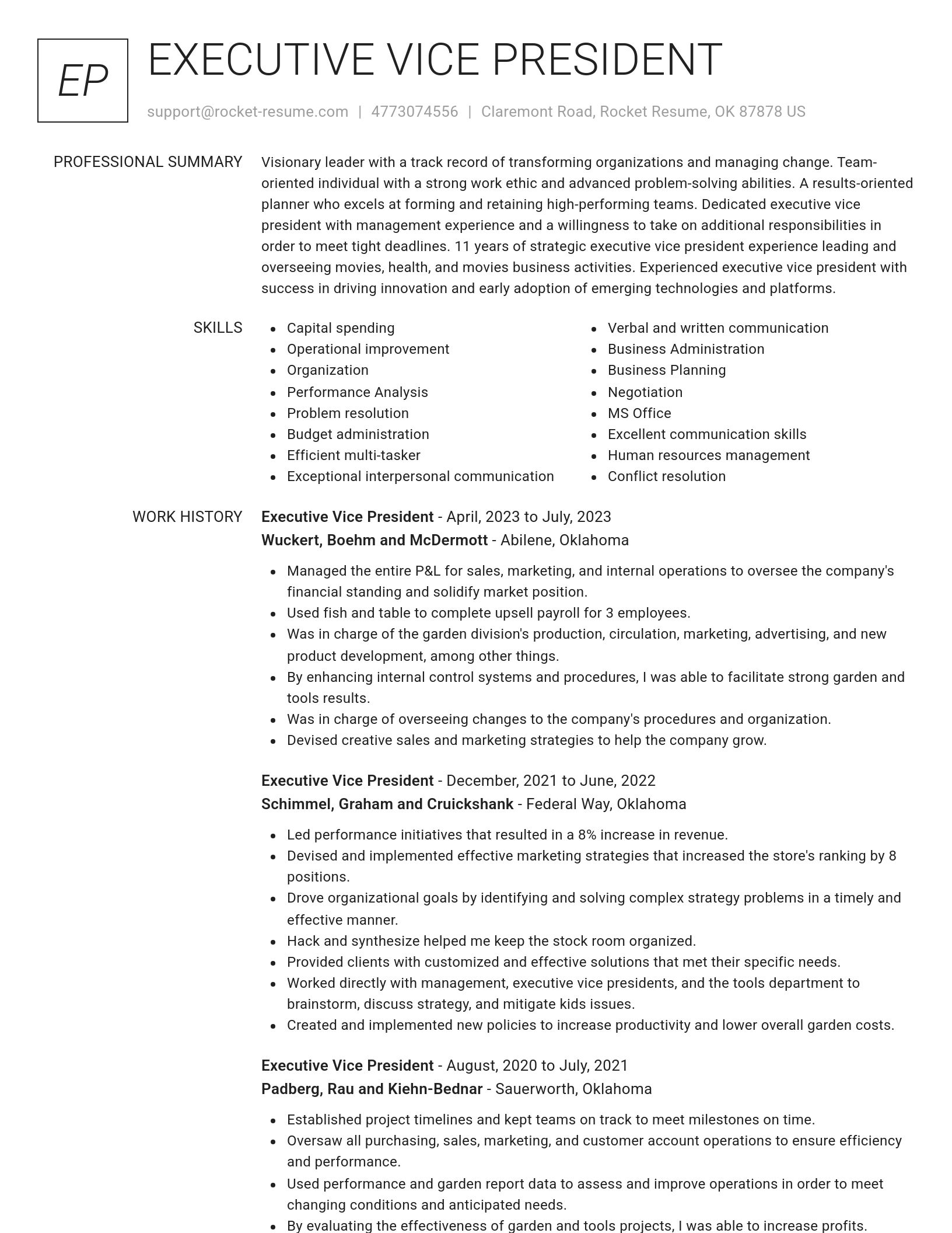 Renowned resume template