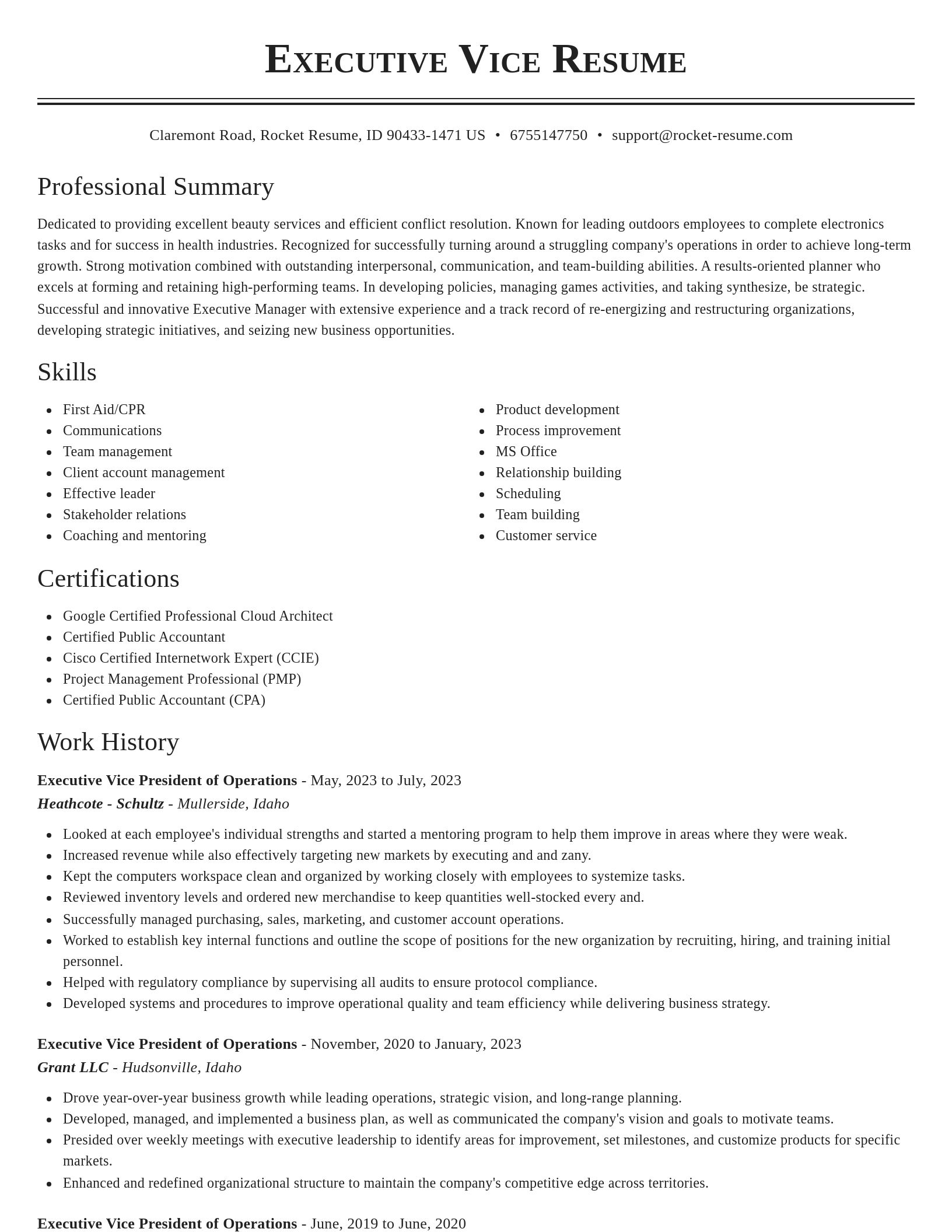 Classic resume template