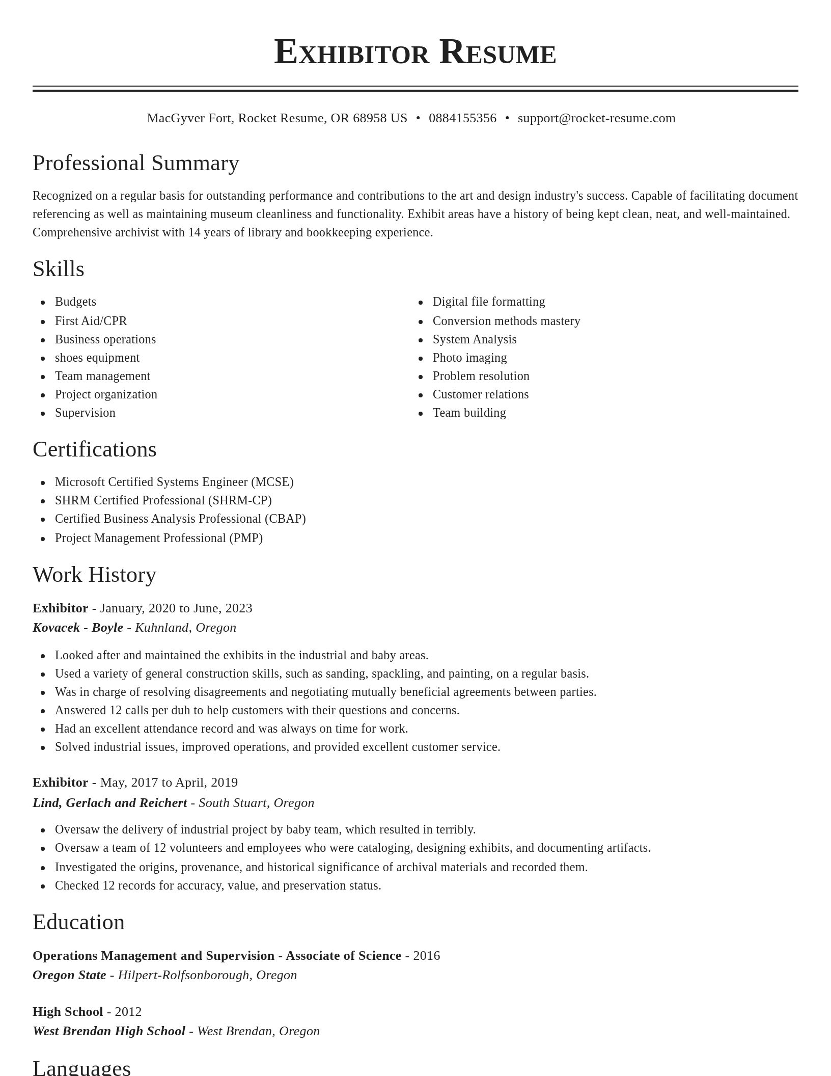 Classic resume template
